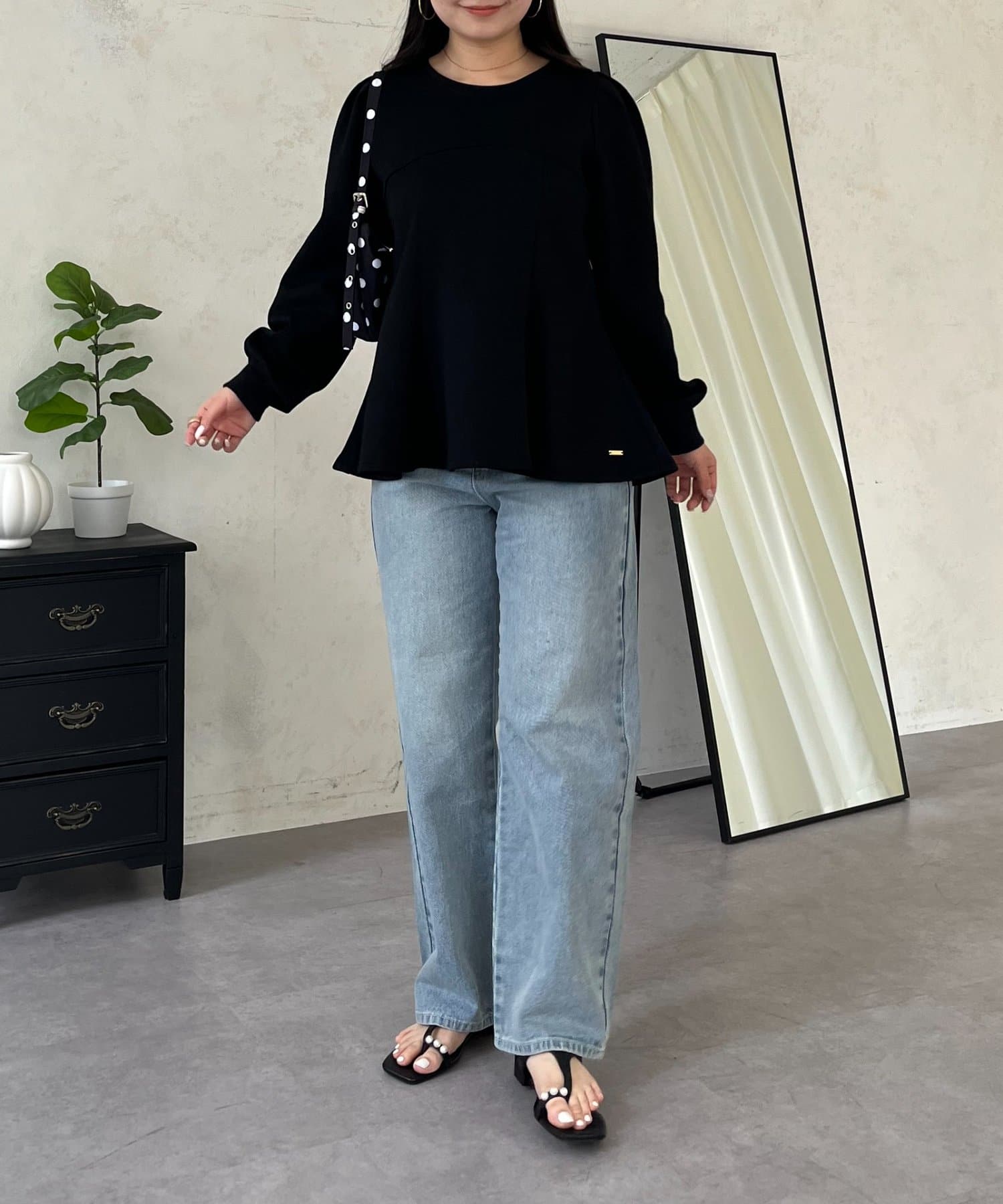 prose verse(プロズヴェール) パフスリーブ裾フレア切替トップス