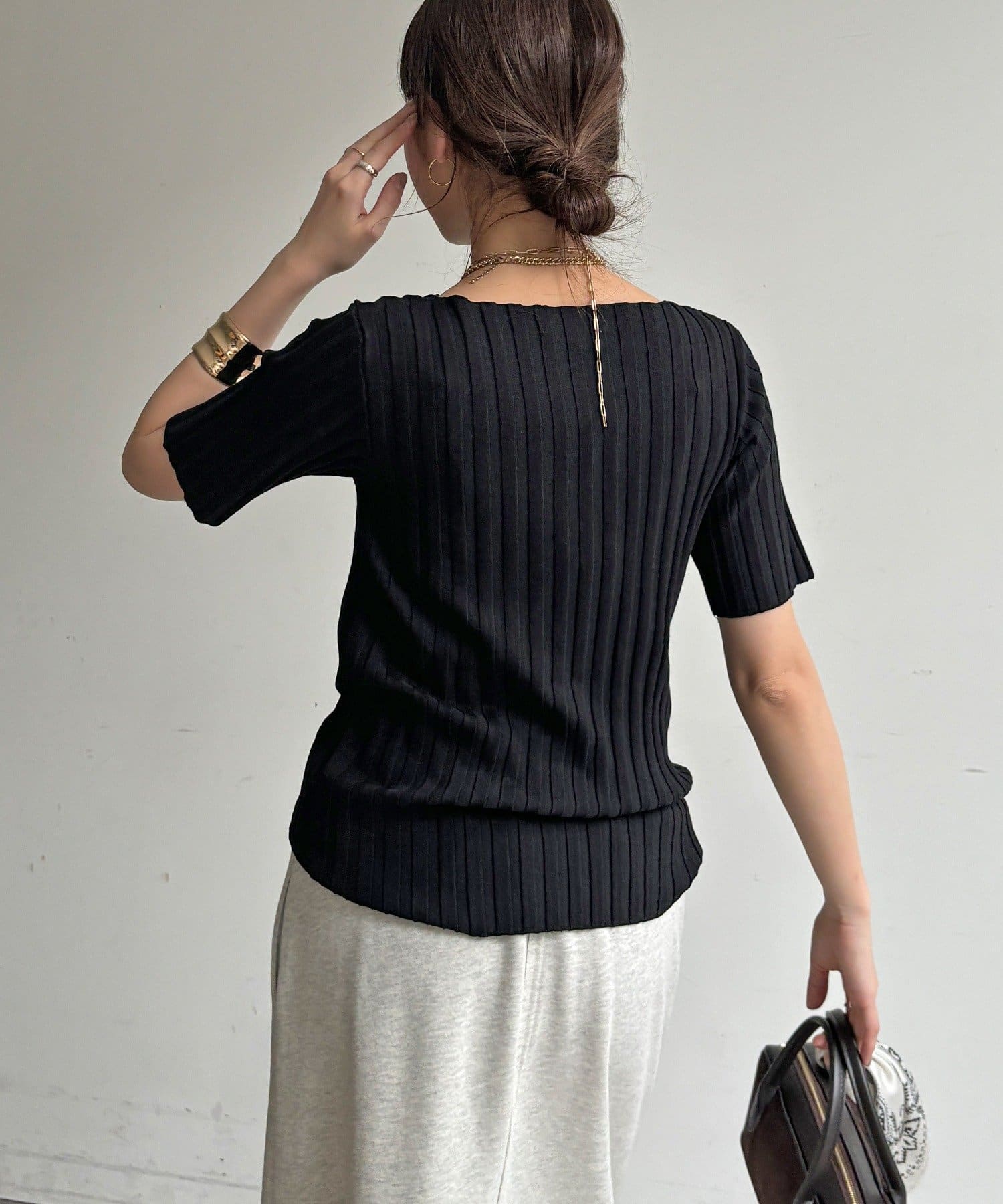 DOUDOU(ドゥドゥ) 【WEB限定】ワイドリブハーフスリーブプルオーバー