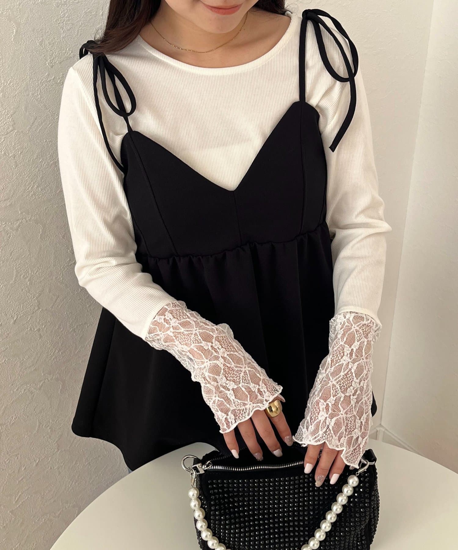 prose verse(プロズヴェール) 袖レース切替トップス