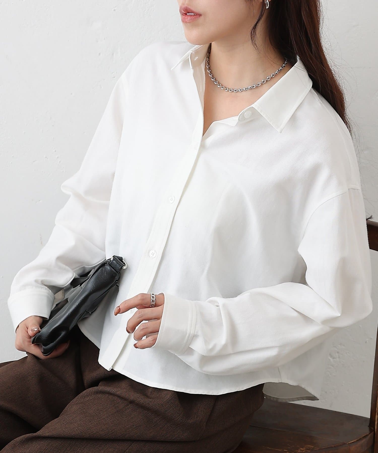 COLONY 2139(コロニー トゥーワンスリーナイン) ピンオックスワイドクロップドシャツ