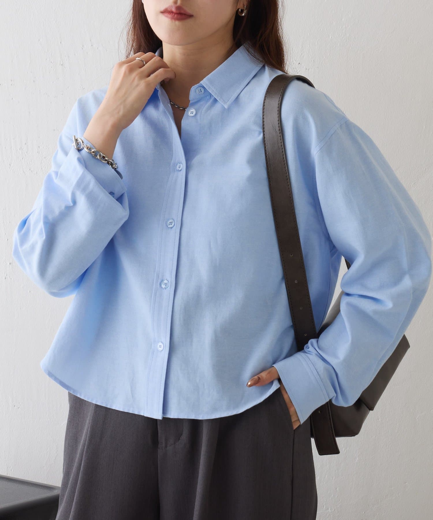 COLONY 2139(コロニー トゥーワンスリーナイン) ピンオックスワイドクロップドシャツ