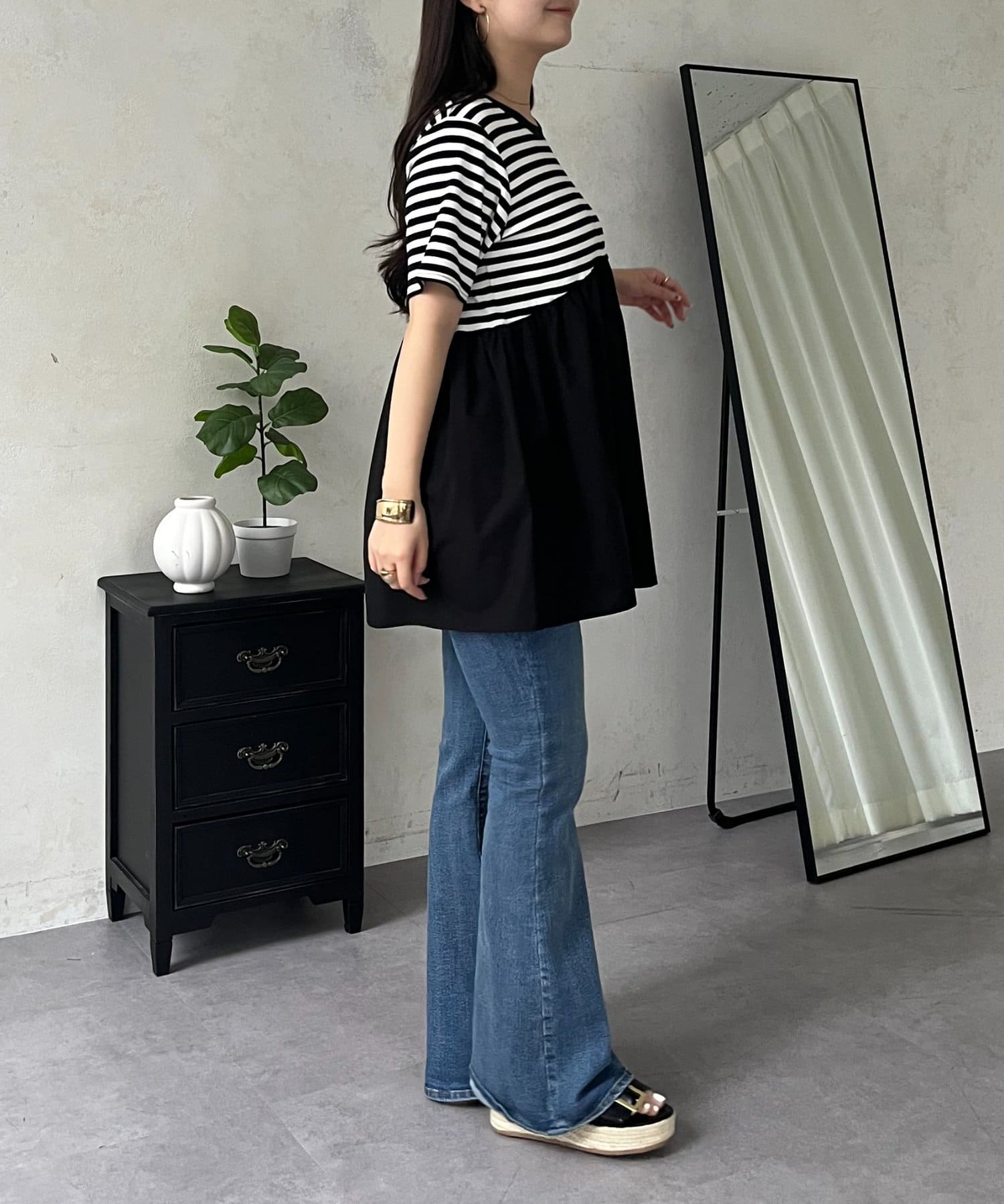 prose verse(プロズヴェール) ハート刺繍ペプラムTシャツ