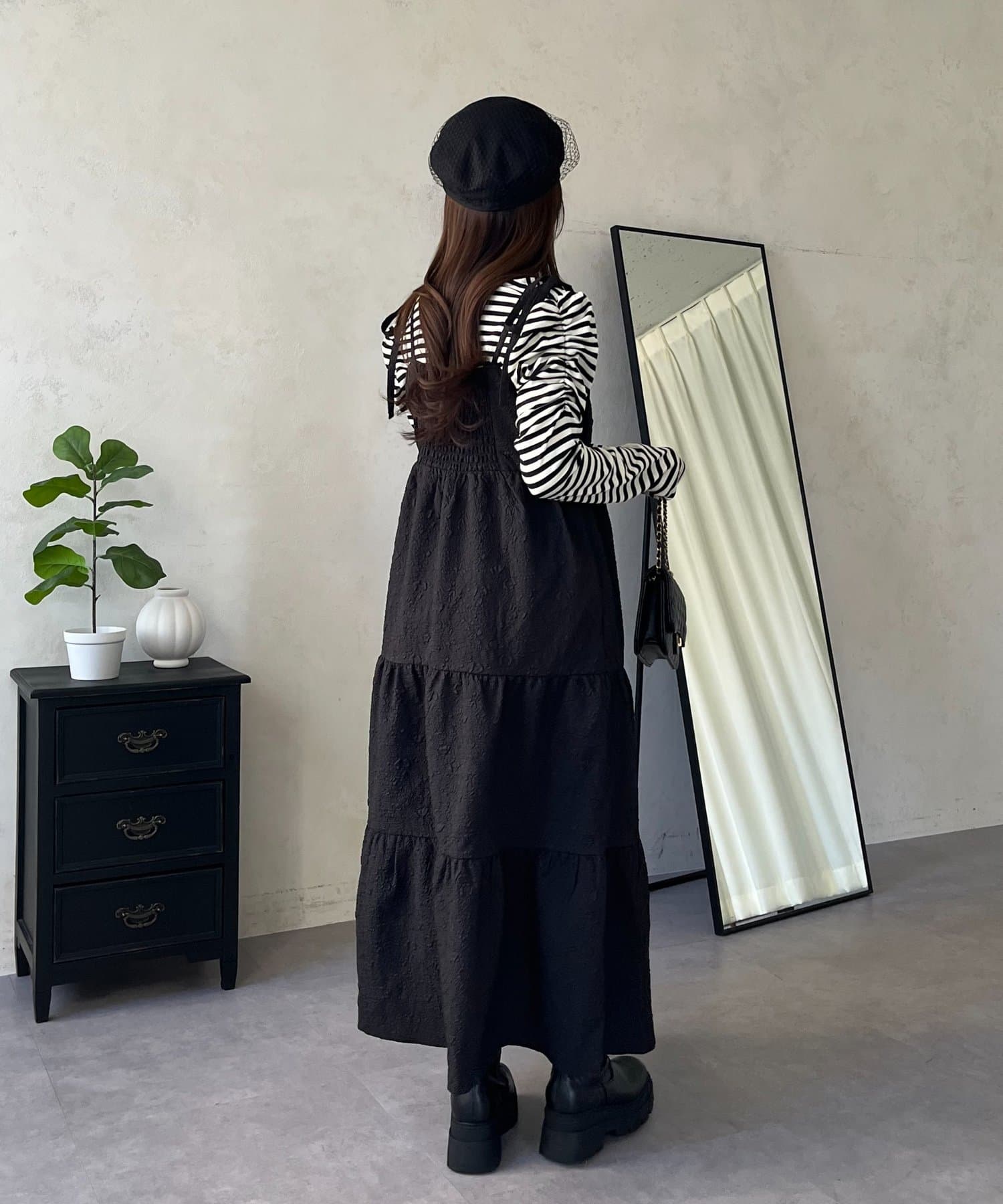 prose verse(プロズヴェール) 【MARIN】肩リボンティアードキャミワンピース