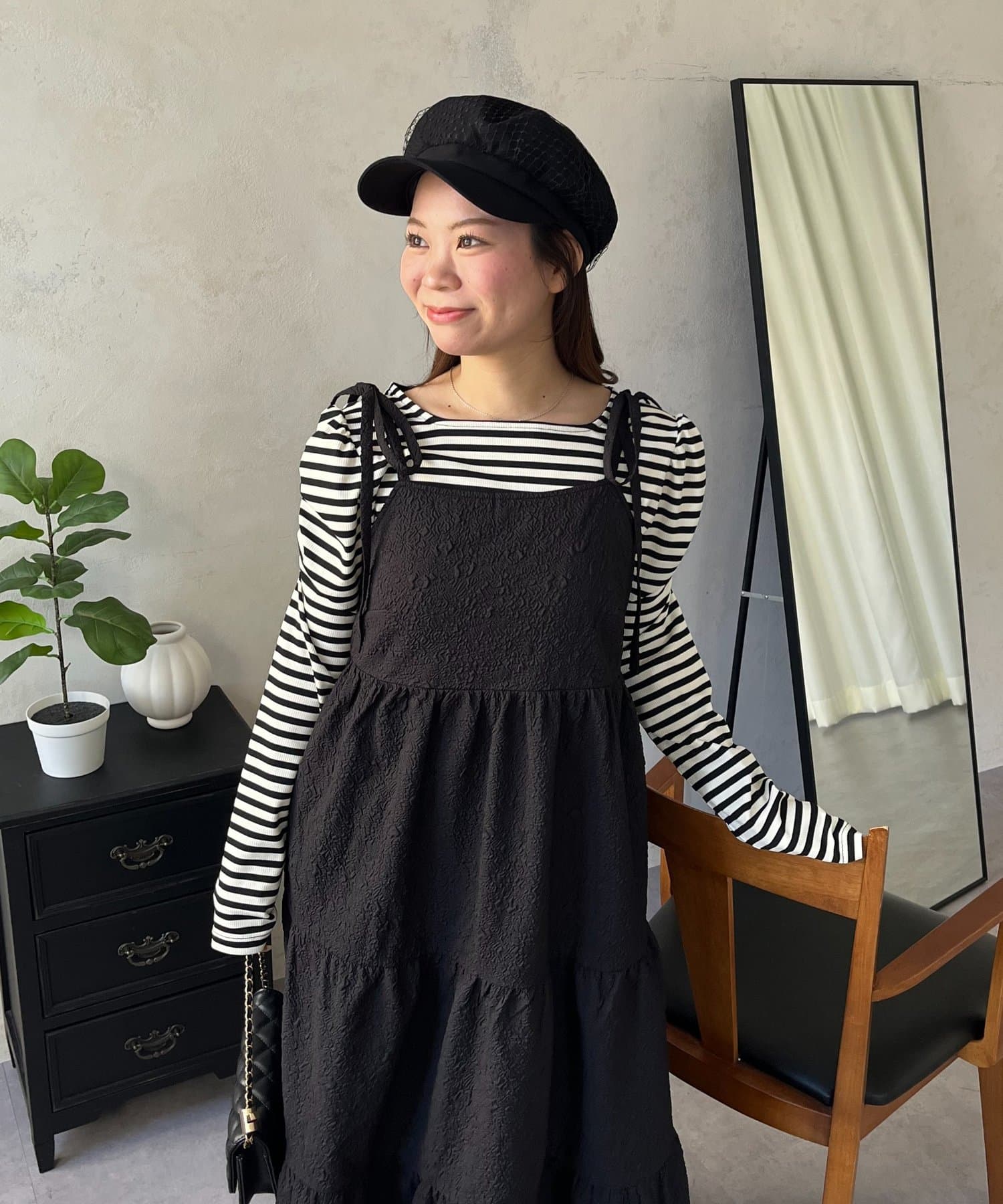 prose verse(プロズヴェール) 【MARIN】肩リボンティアードキャミワンピース