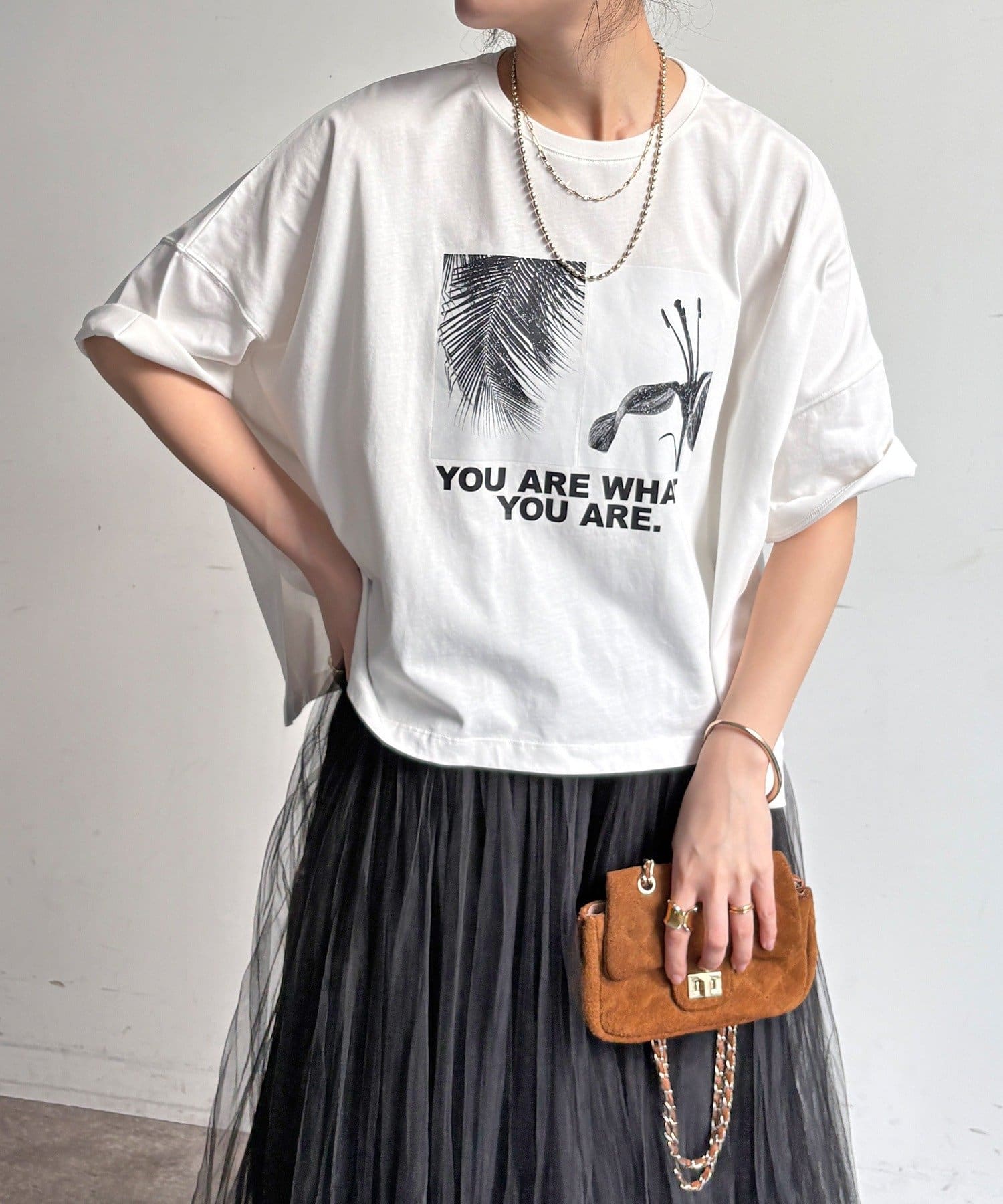 DOUDOU(ドゥドゥ) 【WEB限定】ビッグシルエットモノクロフォトTEE