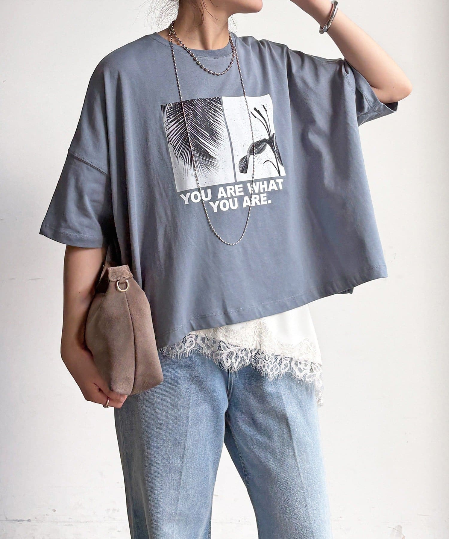 DOUDOU(ドゥドゥ) 【WEB限定】ビッグシルエットモノクロフォトTEE