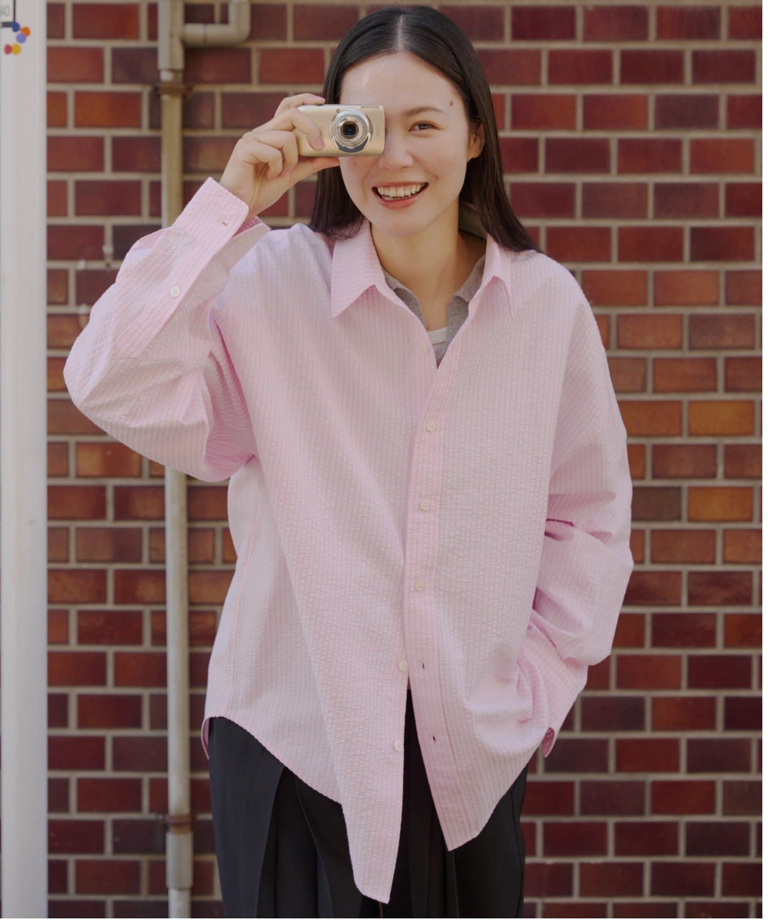 Kastane(カスタネ) 【WHIMSIC】シアーサッカーストライプシャツ