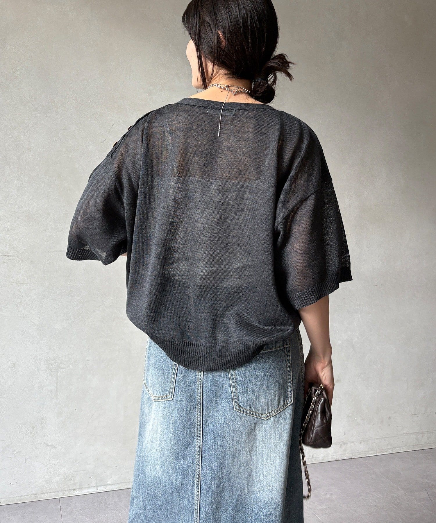 DOUDOU(ドゥドゥ) 【WEB限定】ボートネック肩ボタンワイドプルオーバー