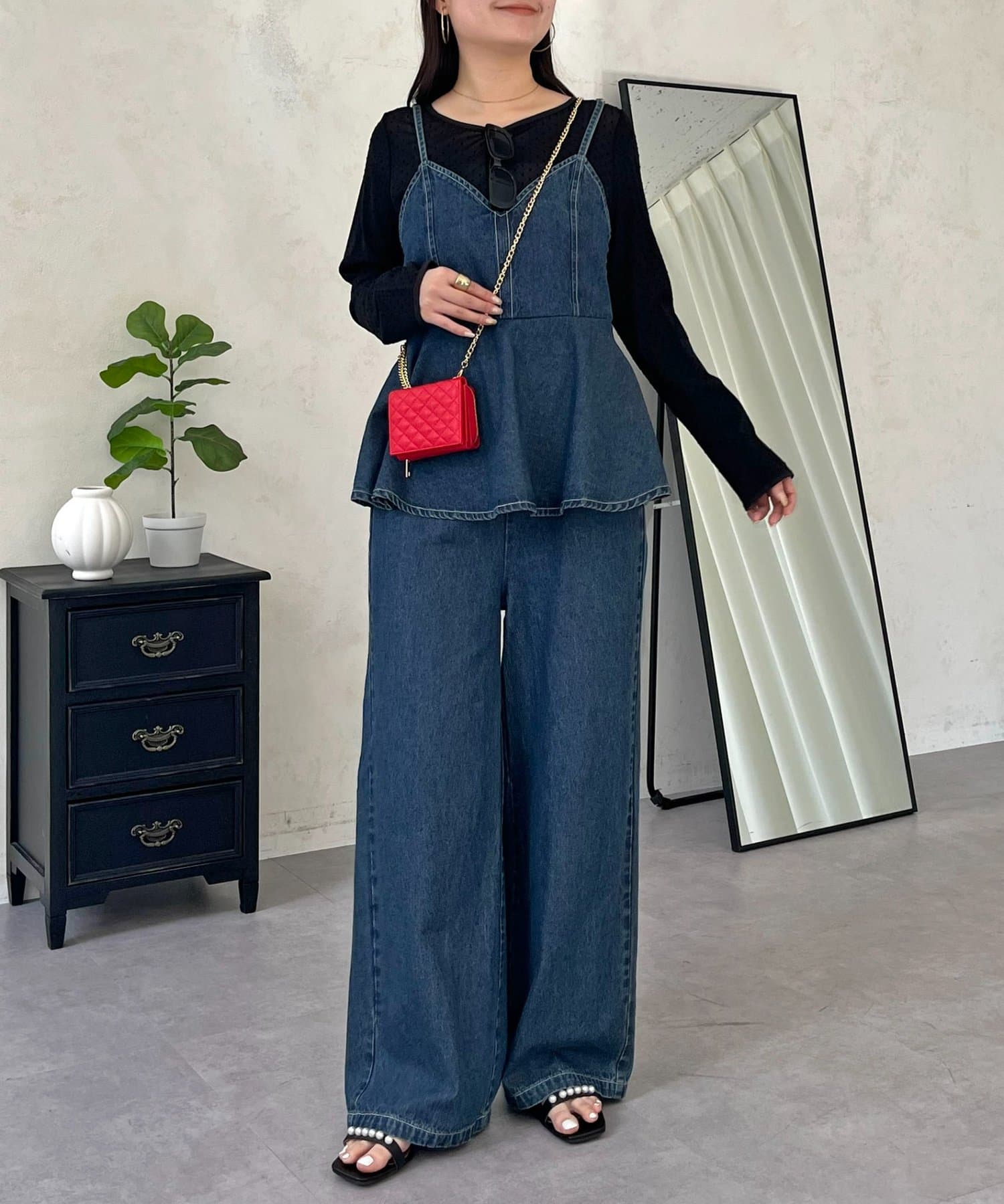 prose verse(プロズヴェール) ペプラムデニムオールインワン