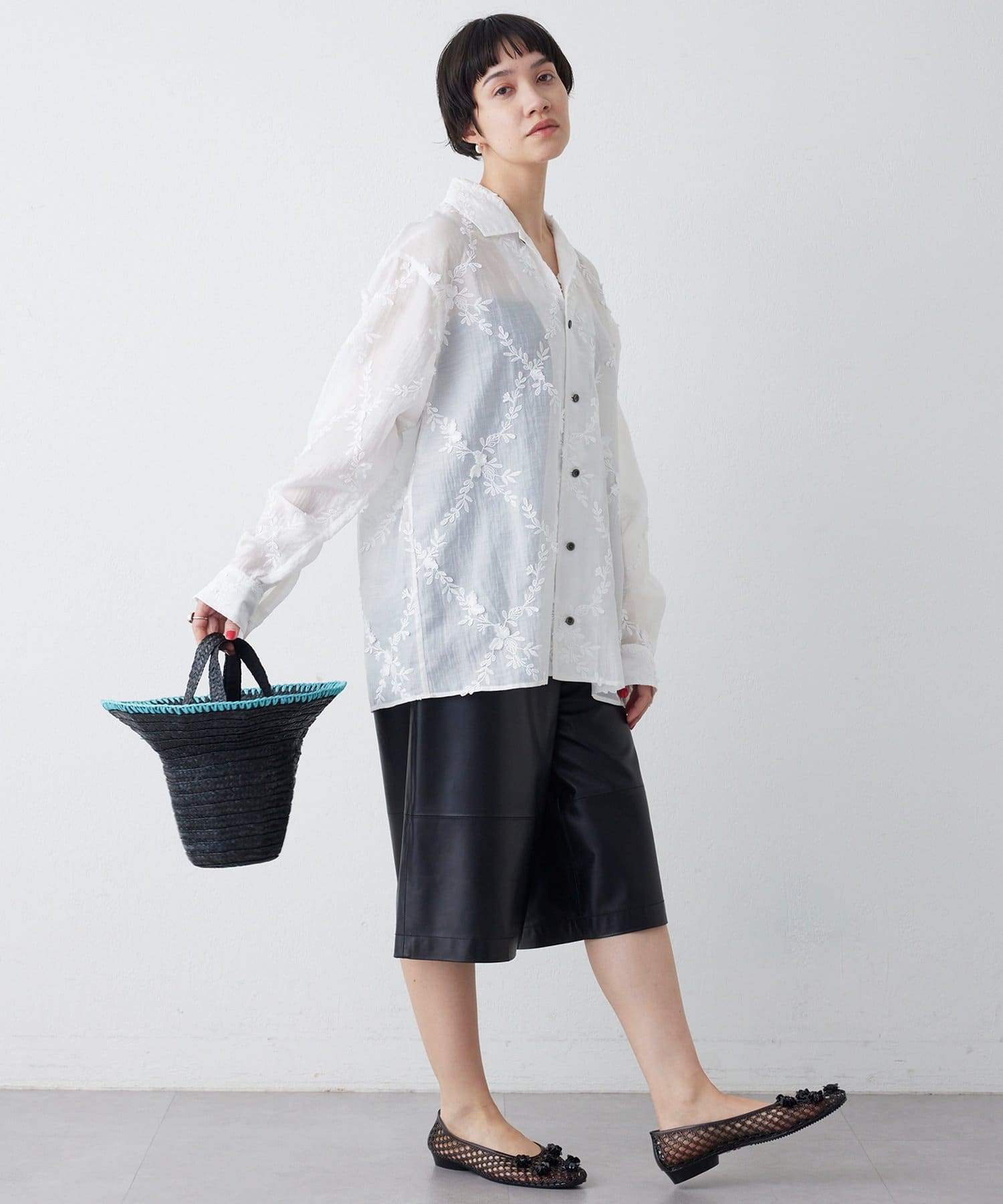 Whim Gazette(ウィム ガゼット) 【Caterina Bertini】別注ステッチカゴバッグ