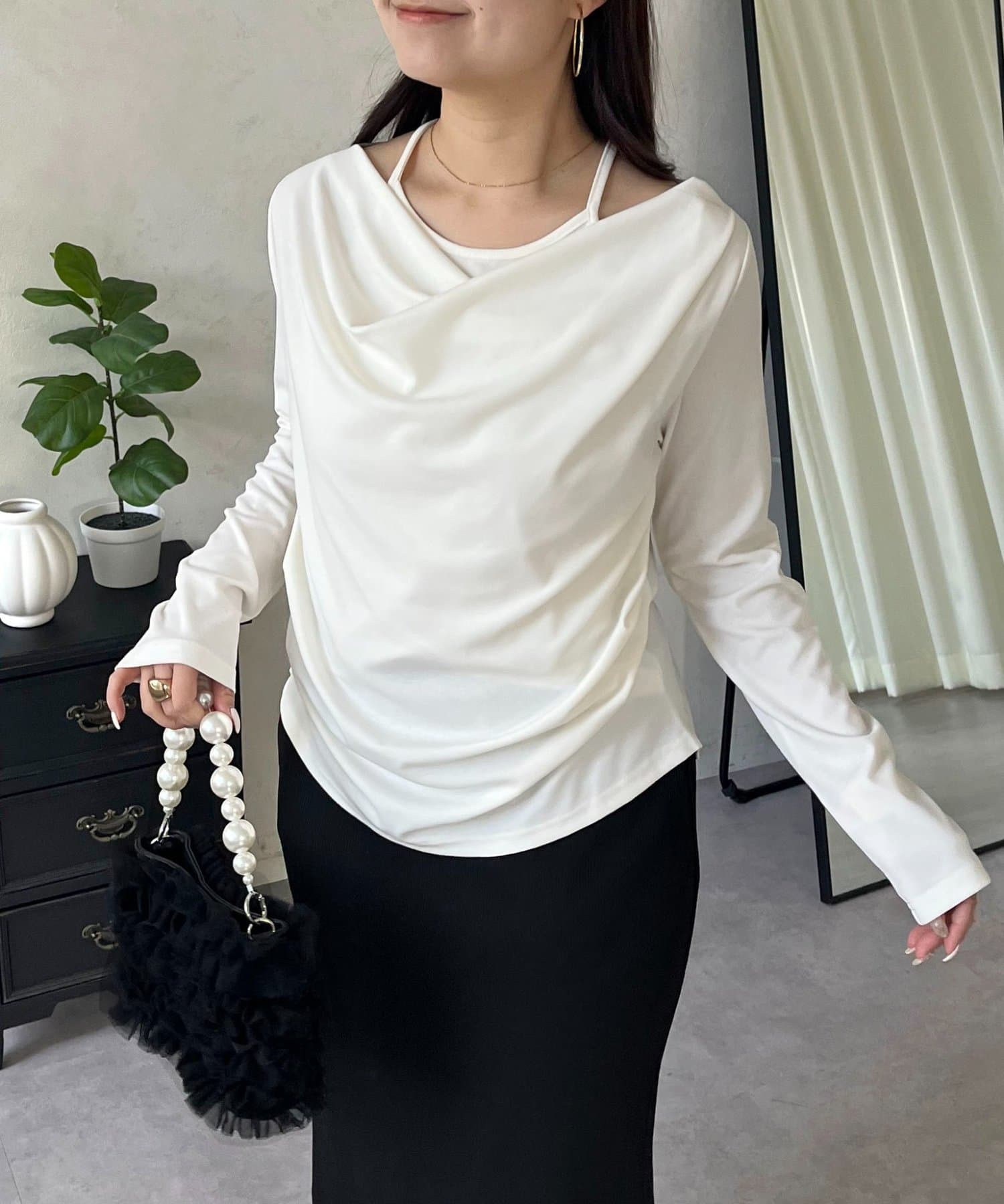 prose verse(プロズヴェール) レイヤードドレープネックトップス