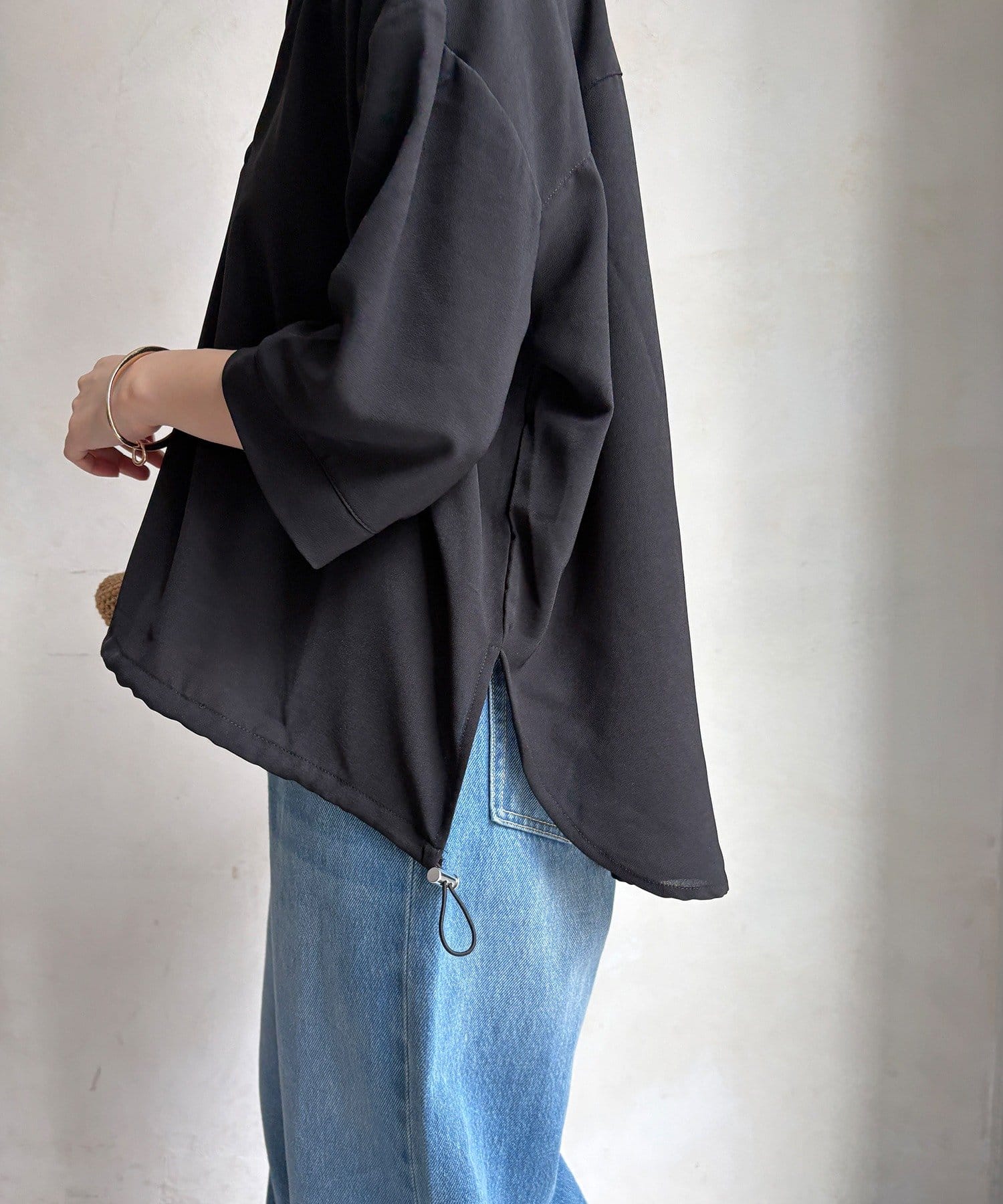 DOUDOU(ドゥドゥ) 【WEB限定】6分袖ドロストスキッパーシャツ