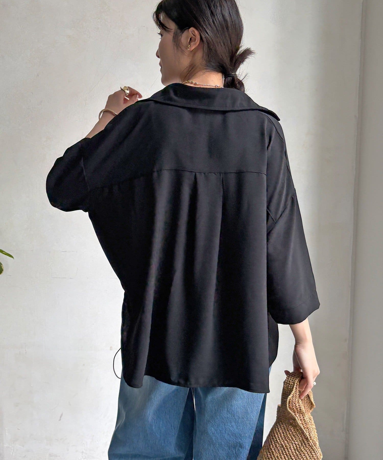 DOUDOU(ドゥドゥ) 【WEB限定】6分袖ドロストスキッパーシャツ