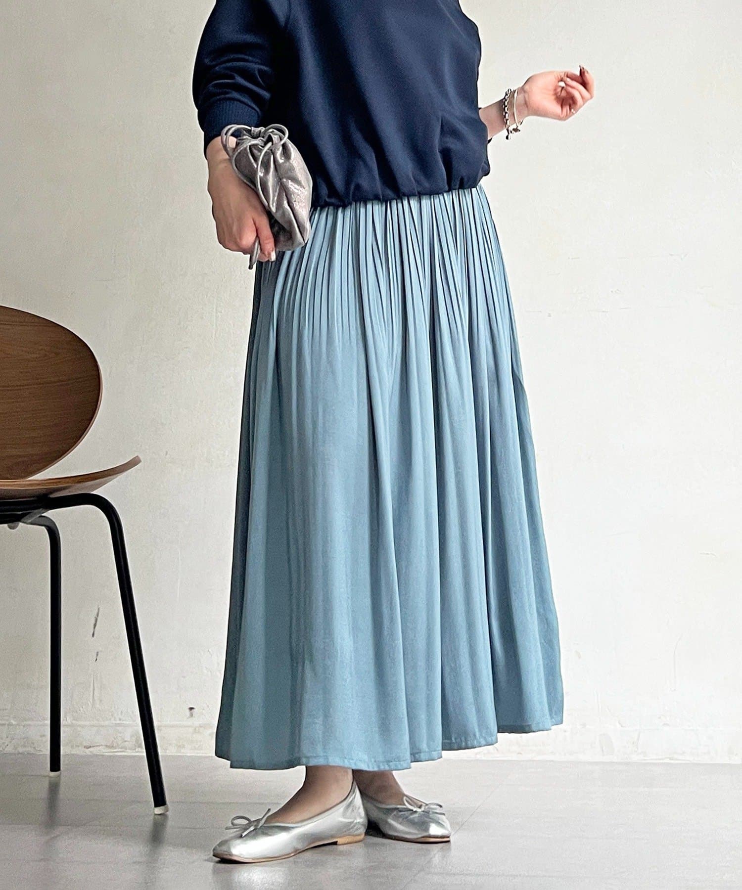 Croisiere(クロジエール) ヴィンテージサテンプリーツスカート