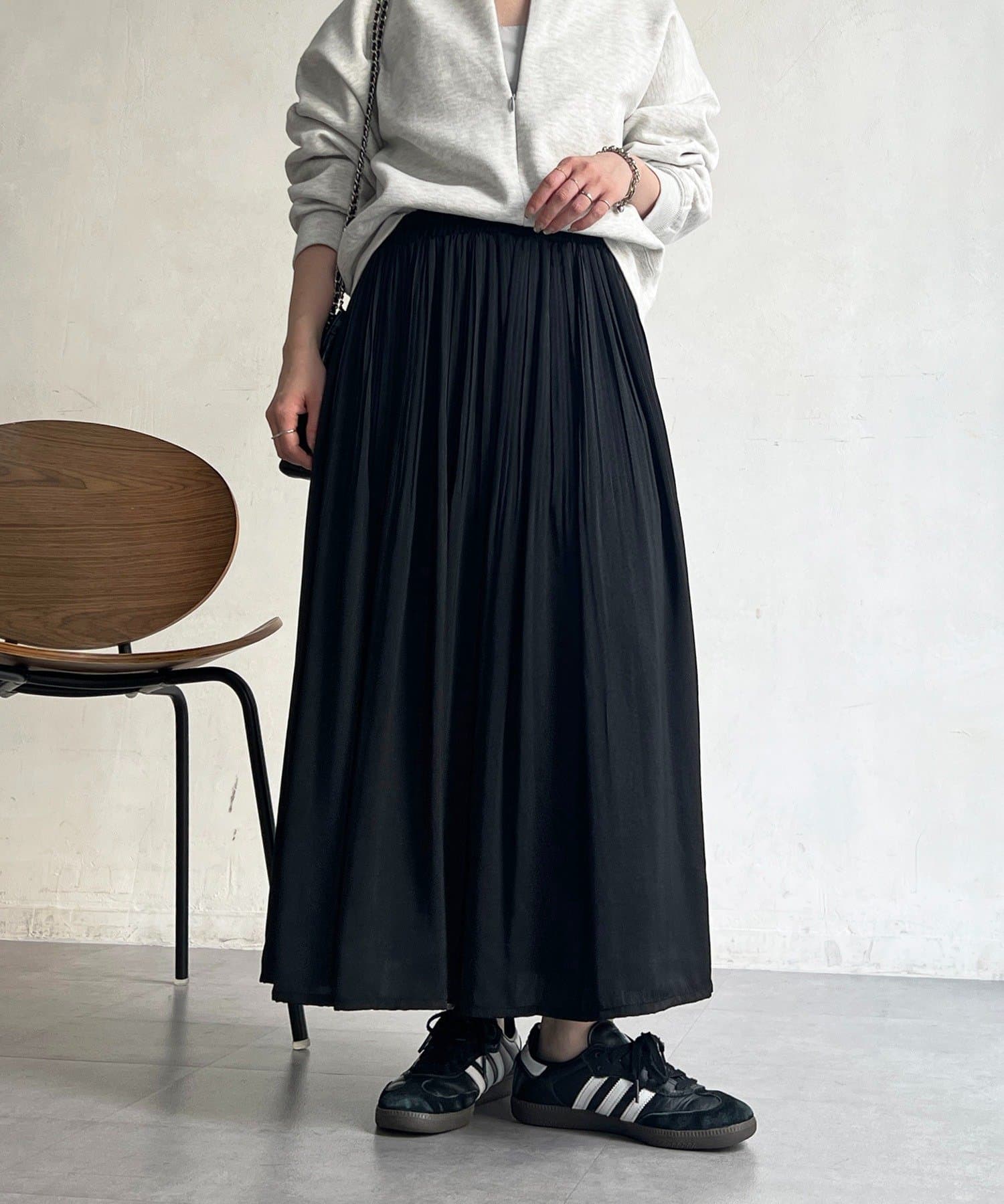 Croisiere(クロジエール) ヴィンテージサテンプリーツスカート