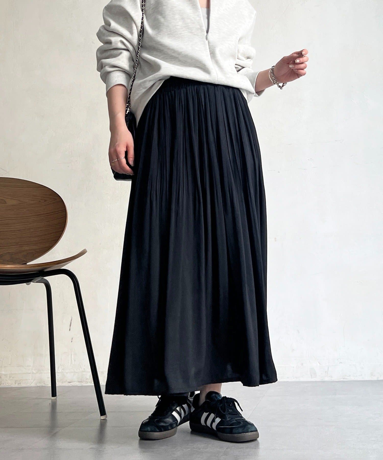 Croisiere(クロジエール) ヴィンテージサテンプリーツスカート