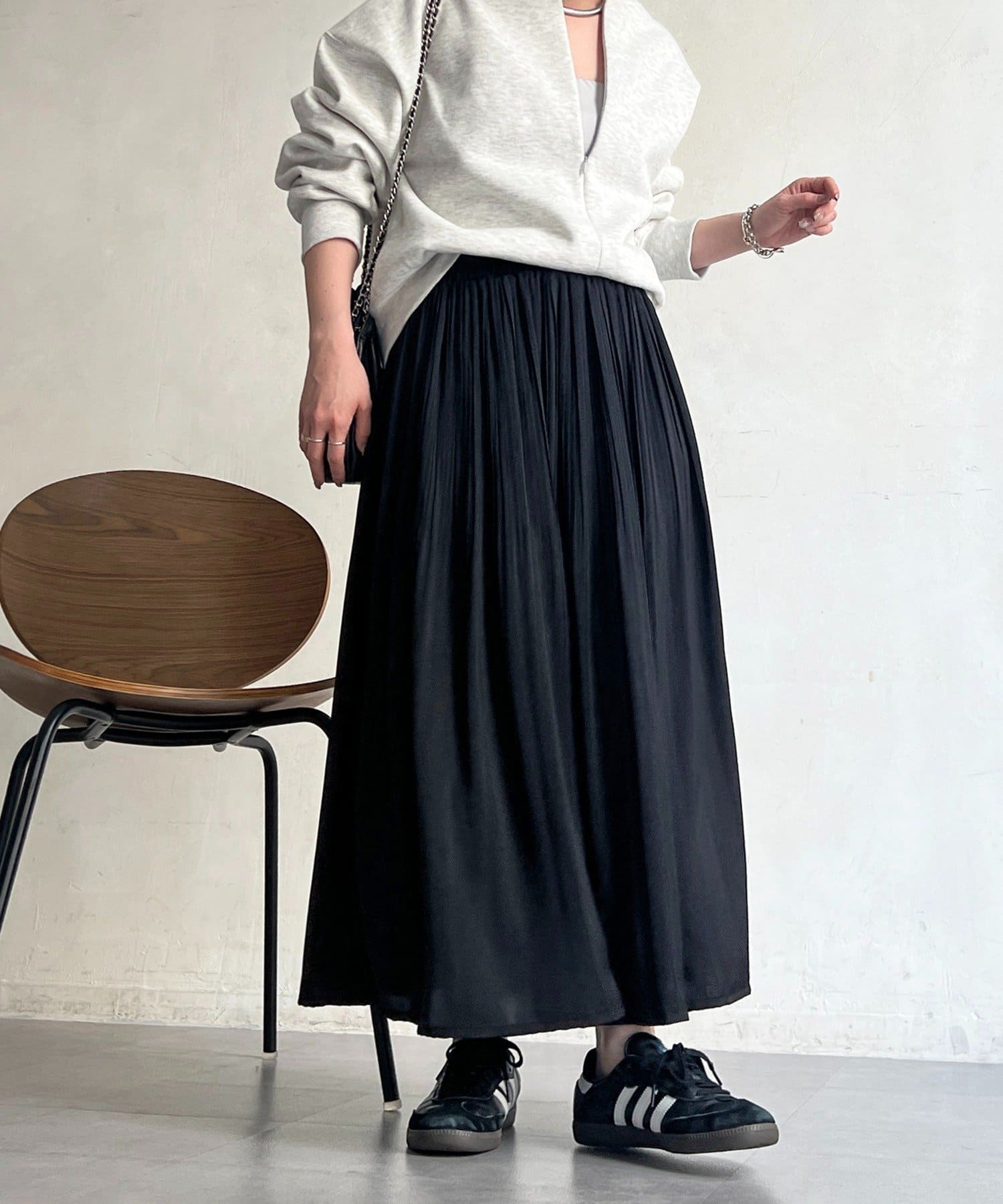 Croisiere(クロジエール) ヴィンテージサテンプリーツスカート