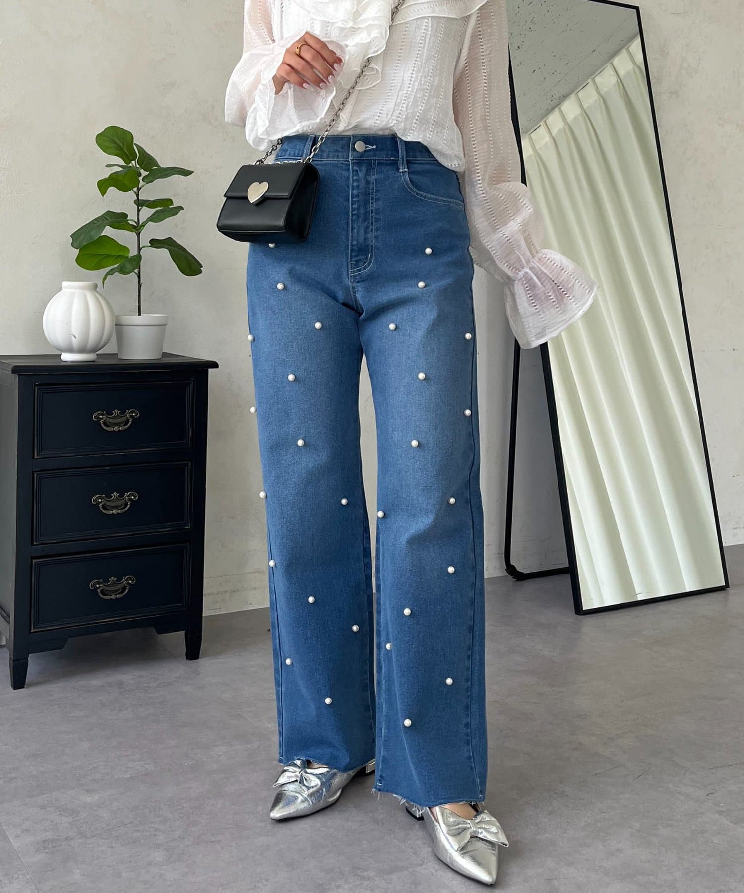 prose verse(プロズヴェール) ランダムパールストレートストレッチデニム