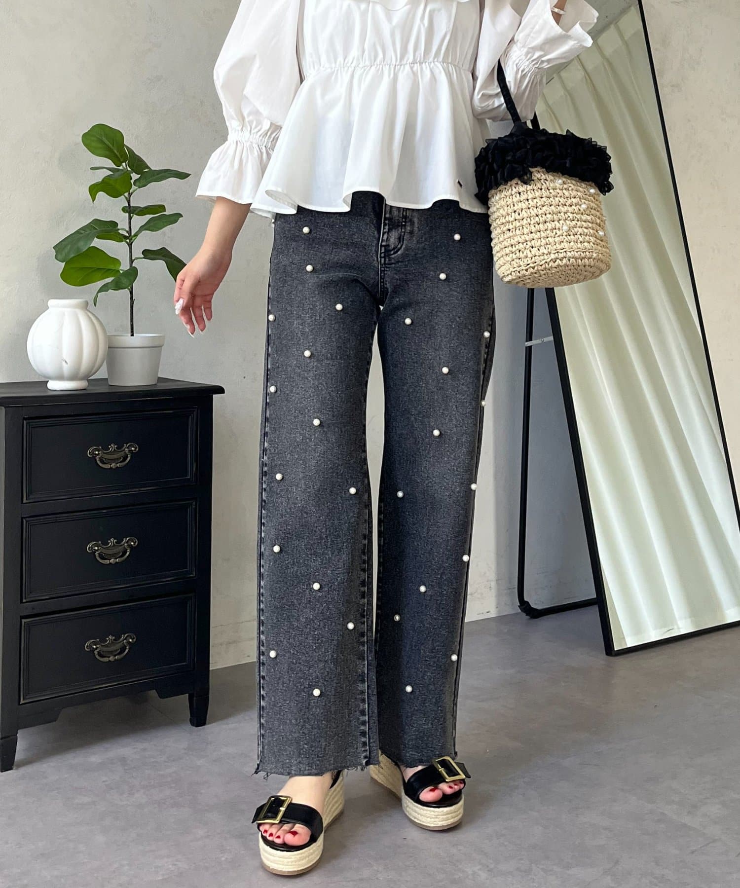 prose verse(プロズヴェール) ランダムパールストレートストレッチデニム