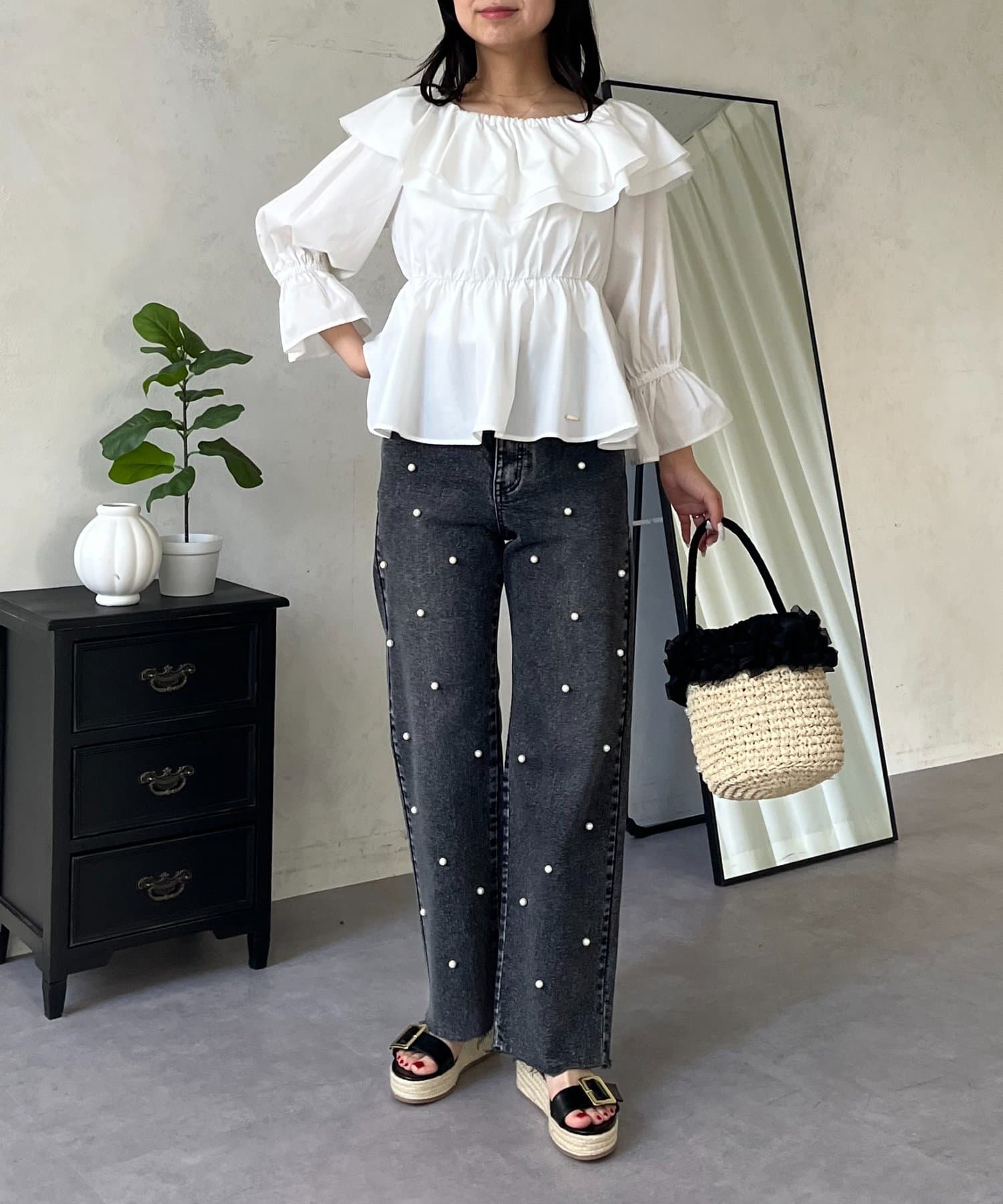 prose verse(プロズヴェール) ランダムパールストレートストレッチデニム