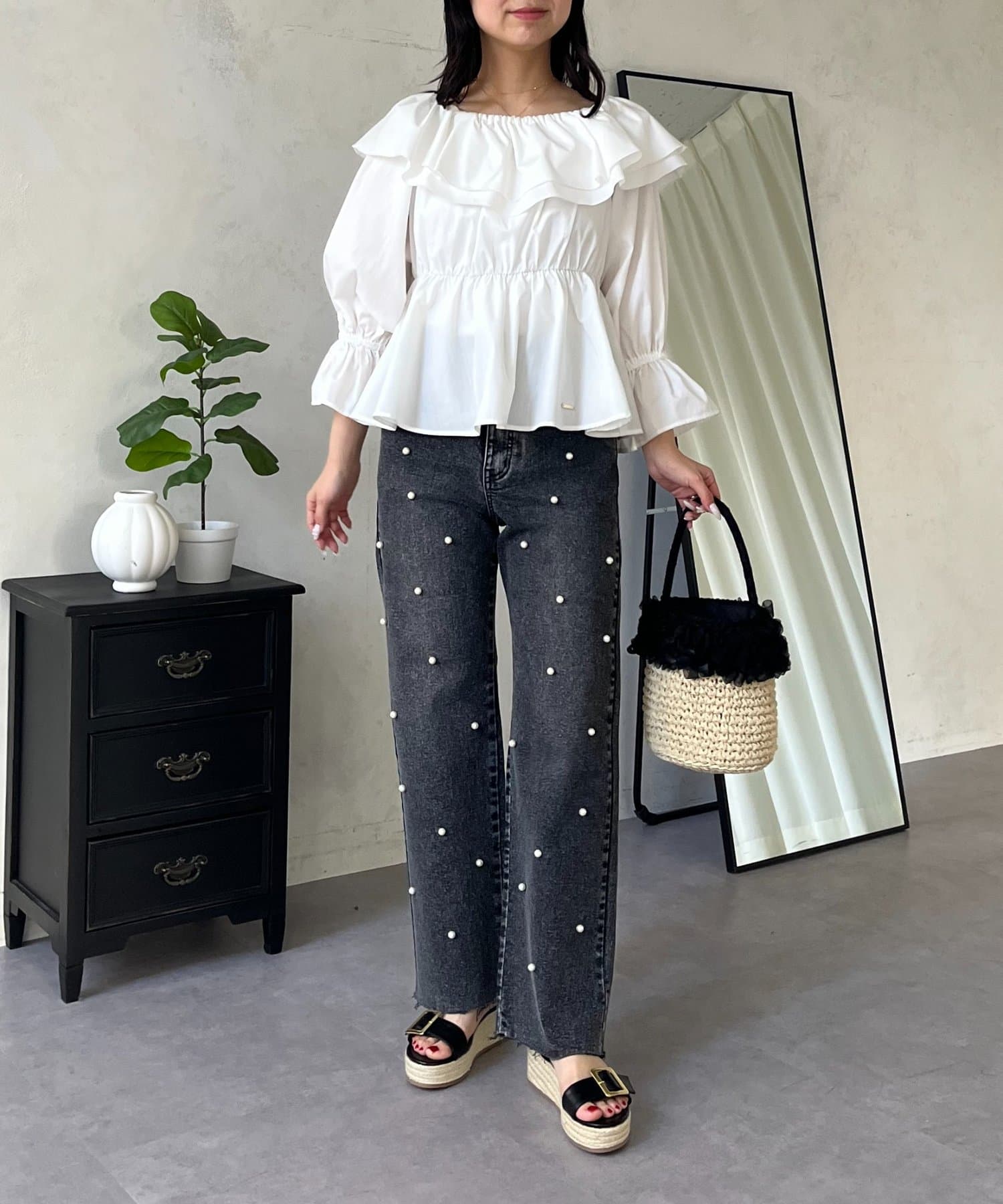 prose verse(プロズヴェール) ランダムパールストレートストレッチデニム