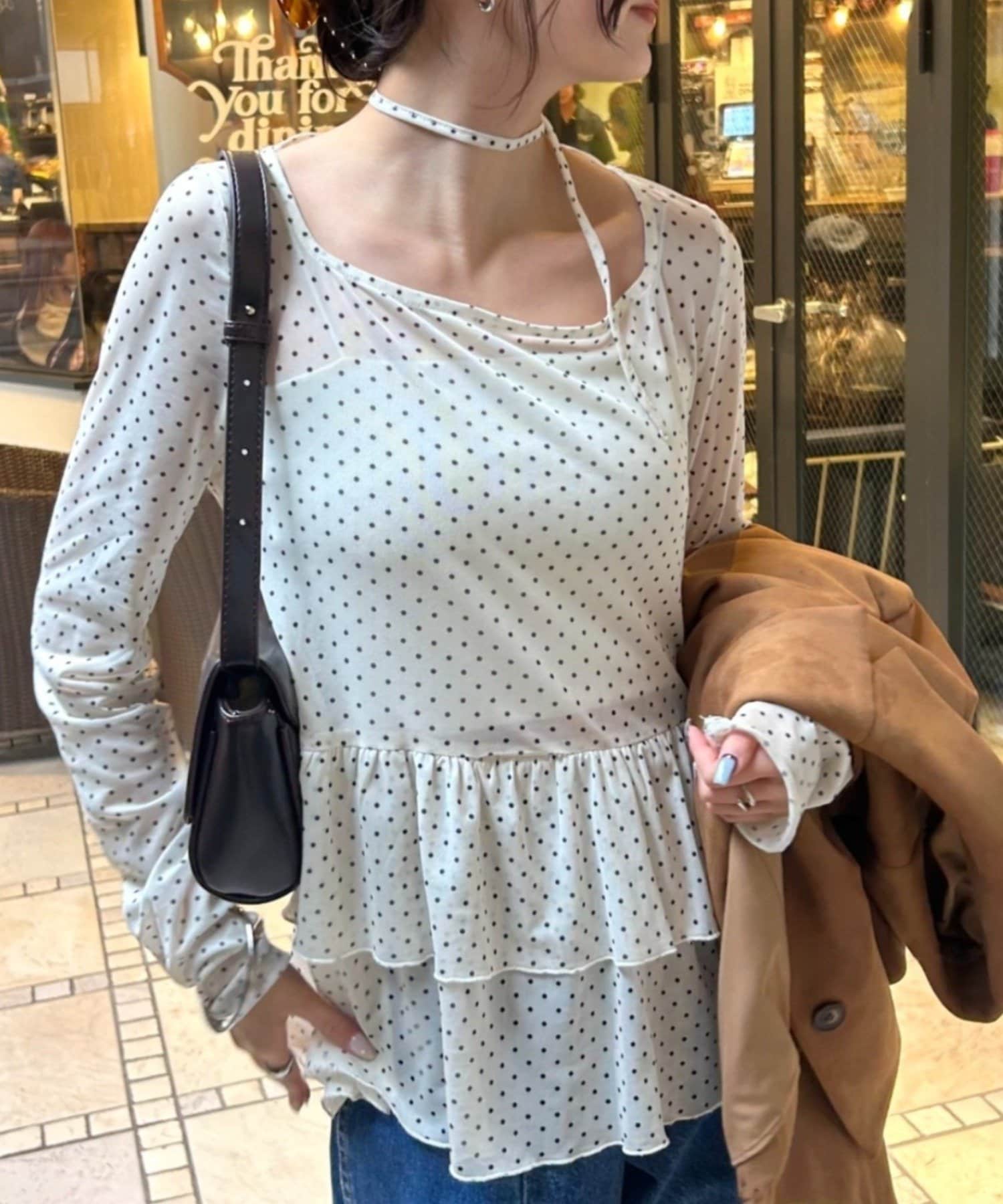 mystic(ミスティック) 【2025 BEST HIT ITEM】《IVO / レース / ラインストーン》ドットティアードプルオーバー