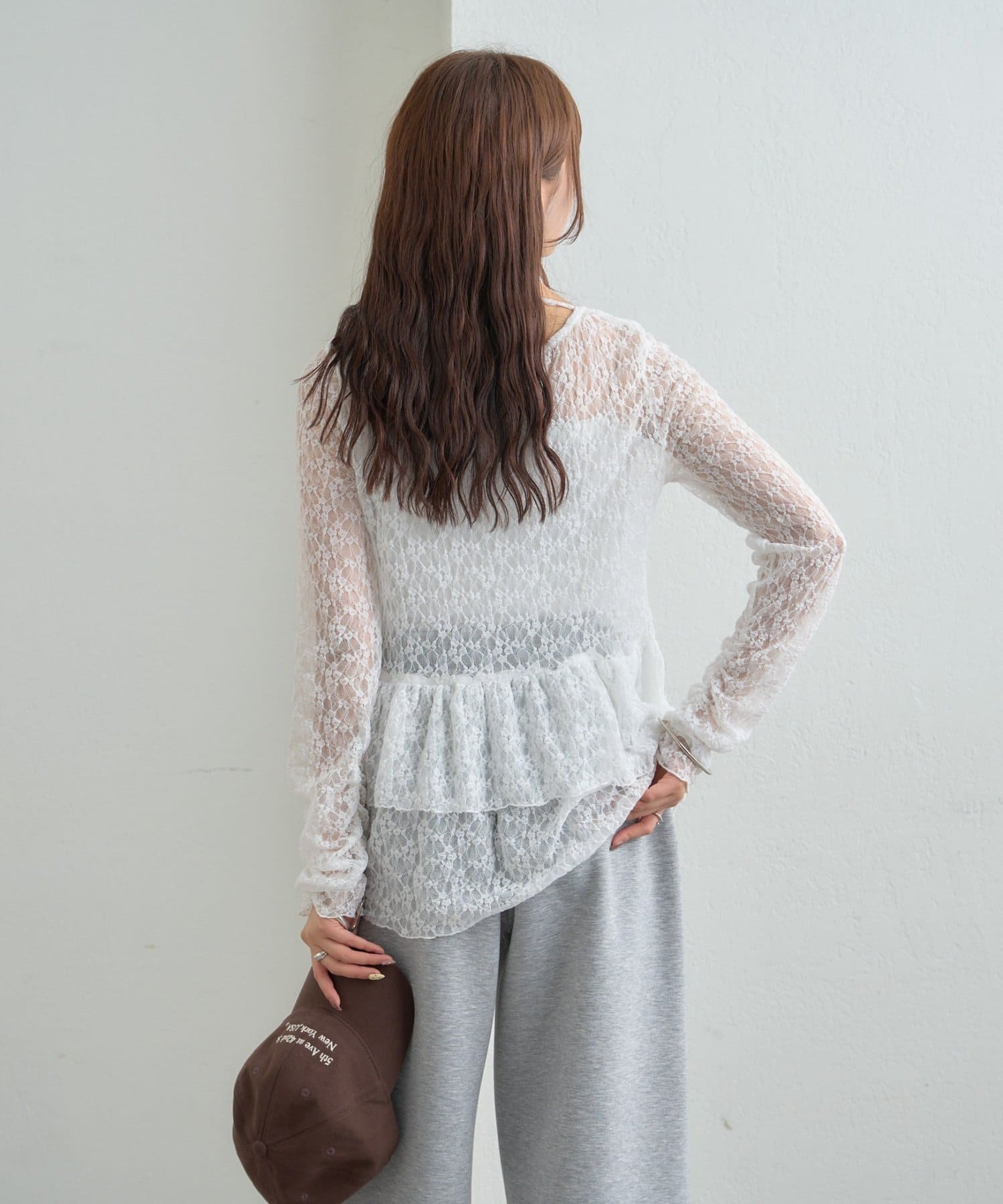 mystic(ミスティック) 《新色ラインストーン》ドットティアードプルオーバー