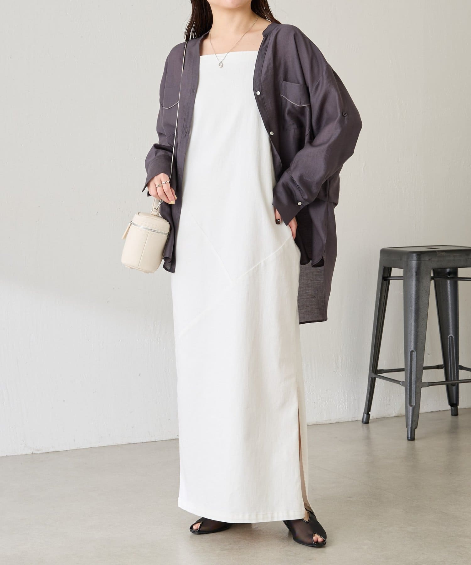 COLLAGE GALLARDAGALANTE(コラージュ ガリャルダガランテ) 【ストレッチ素材◎】Q.anosリラックススリムデニムワンピース