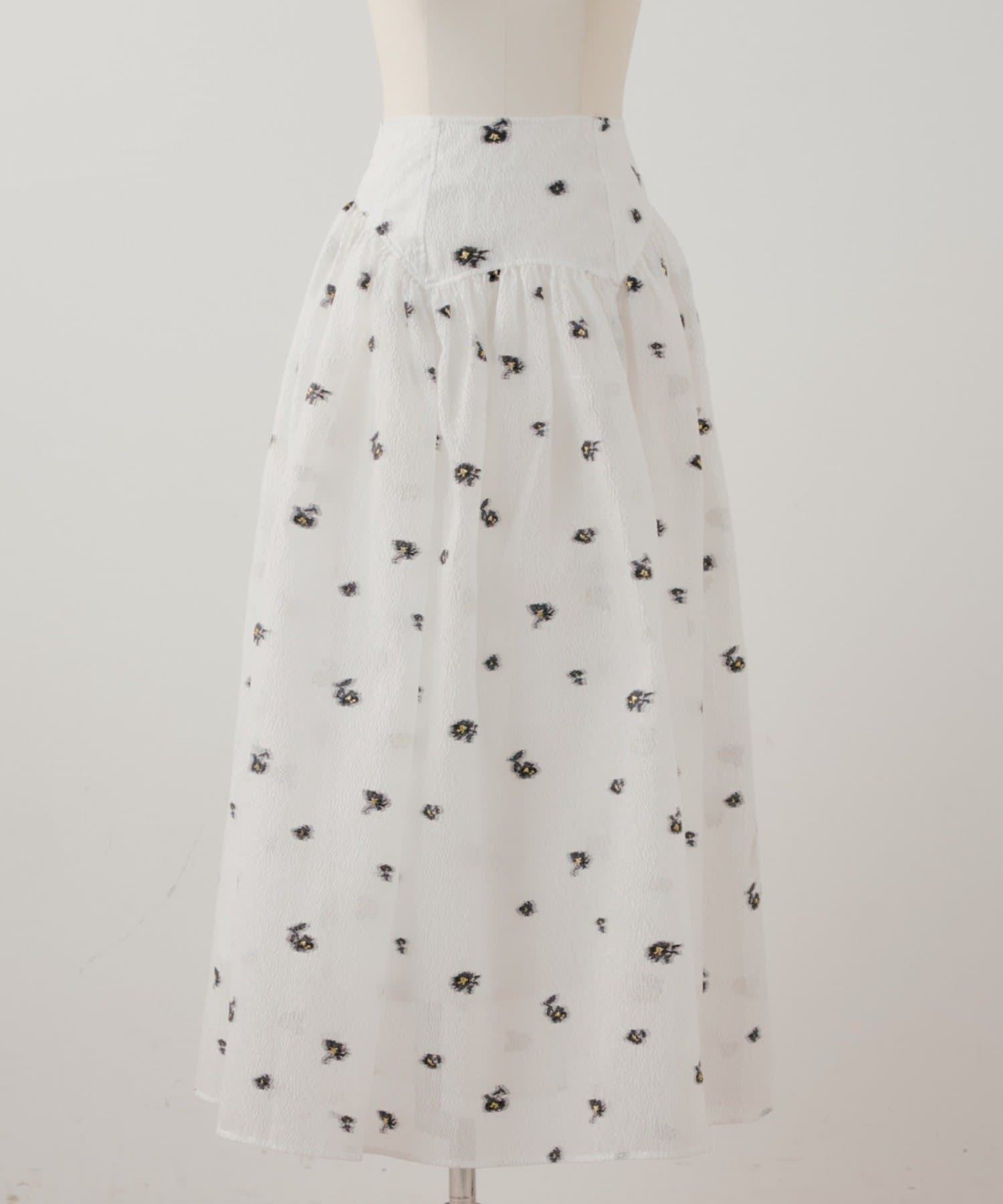 Chico(チコ) 【SALON by Chico】フラワージャガードボリュームフレアスカート