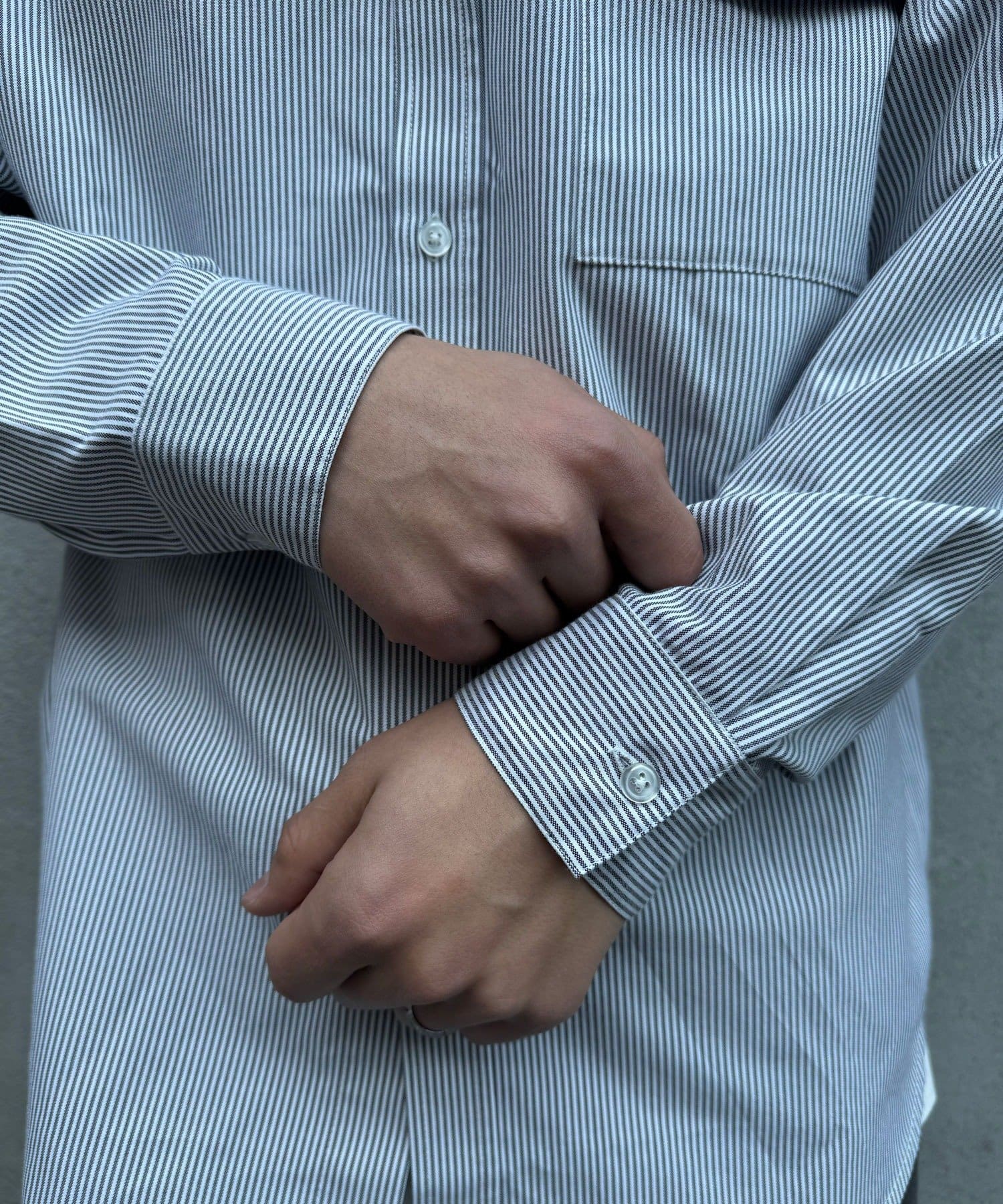 CIAOPANIC(チャオパニック) レザー切り替えストライプシャツ