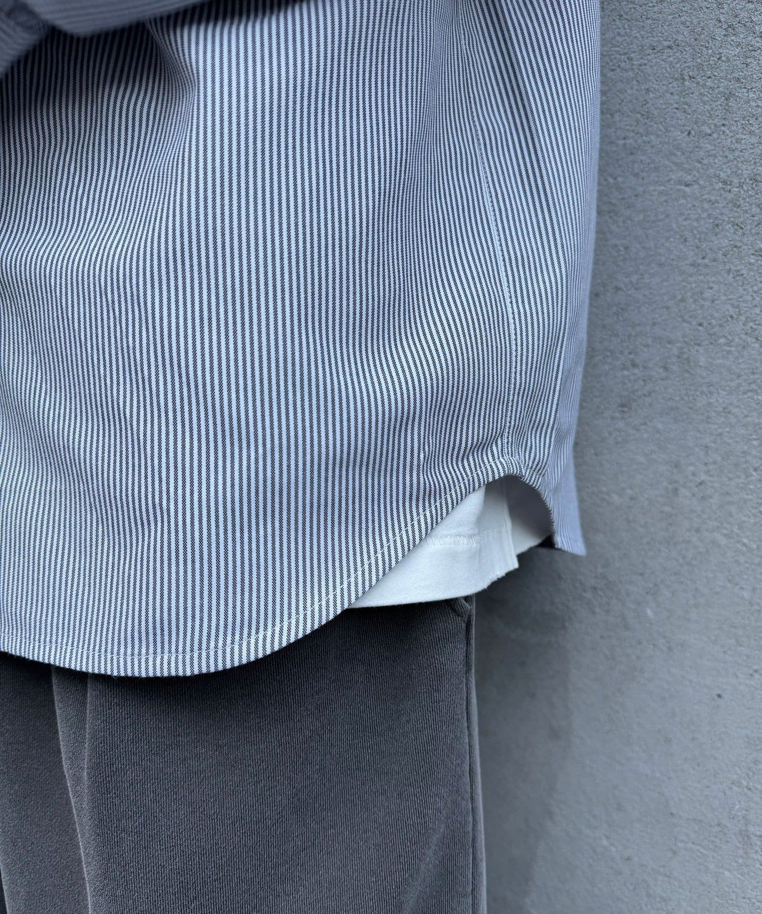 CIAOPANIC(チャオパニック) レザー切り替えストライプシャツ