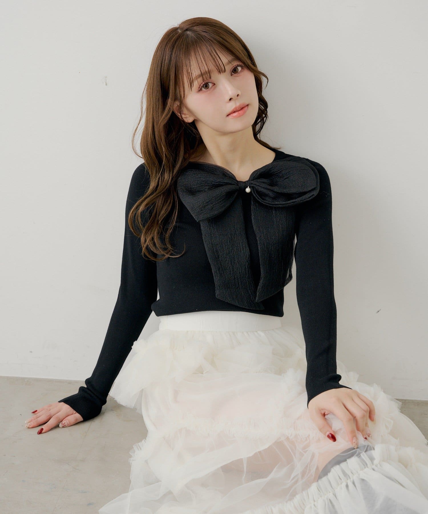 Chico(チコ) 【SALON by Chico】BIGリボンリブニット