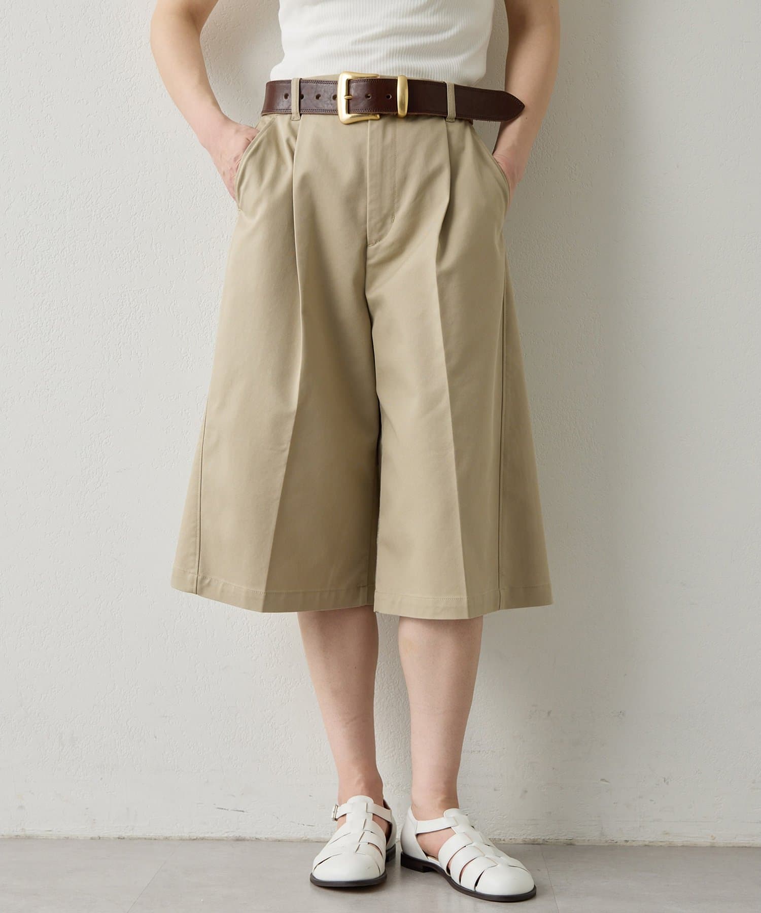 Whim Gazette(ウィム ガゼット) 【THE PAUSE】タックハーフパンツ