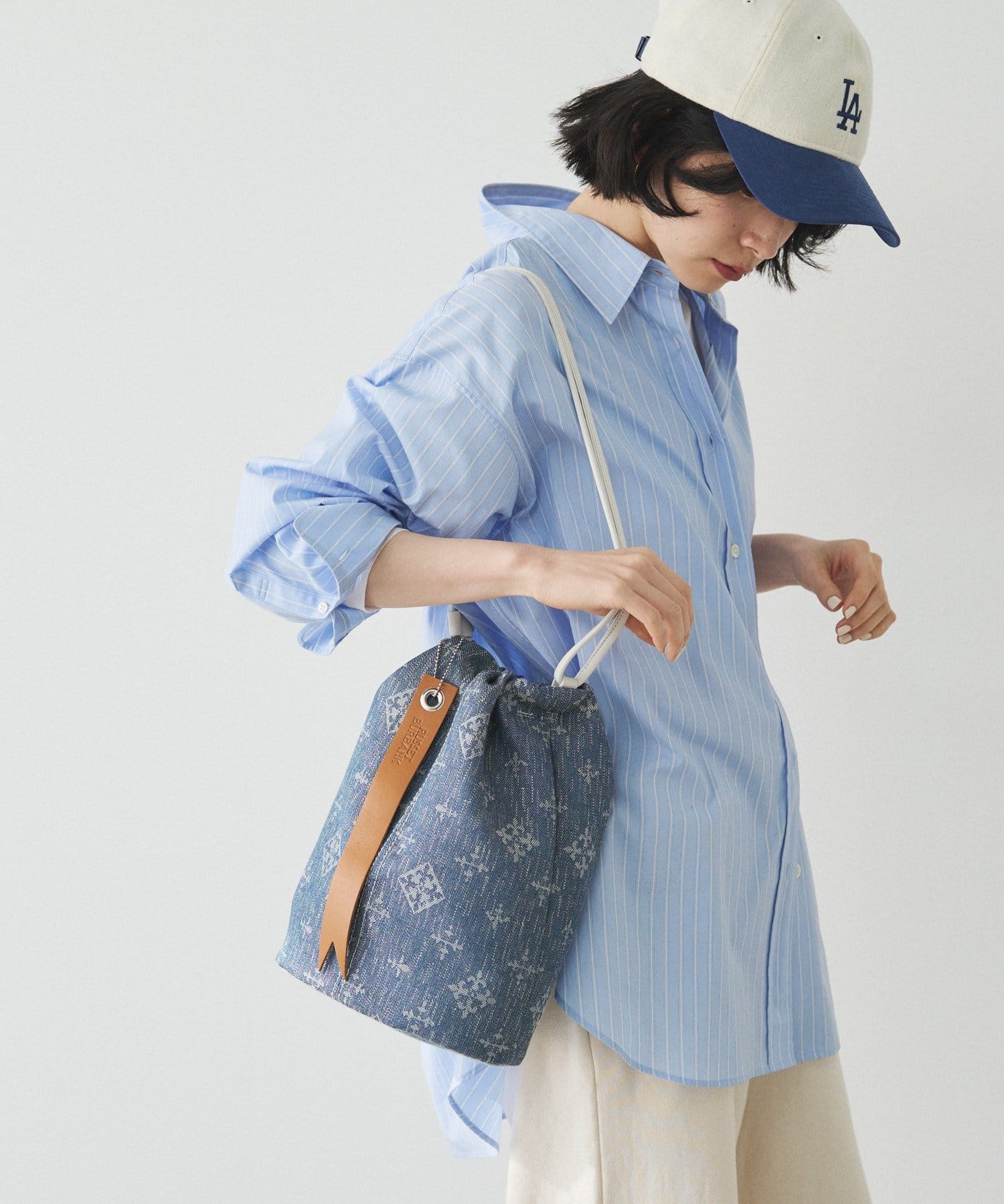 russet(ラシット) デニムジャガード3WAY巾着バッグ