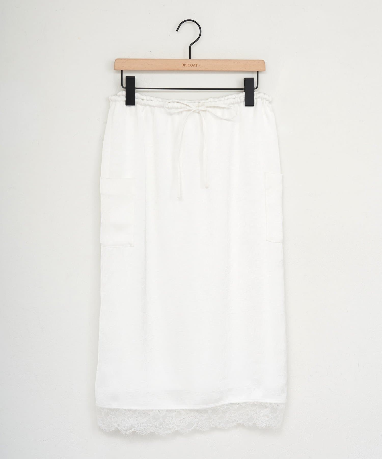 DISCOAT(ディスコート) 【umm.】ヒゲレースクラッシュサテンミドルスカート