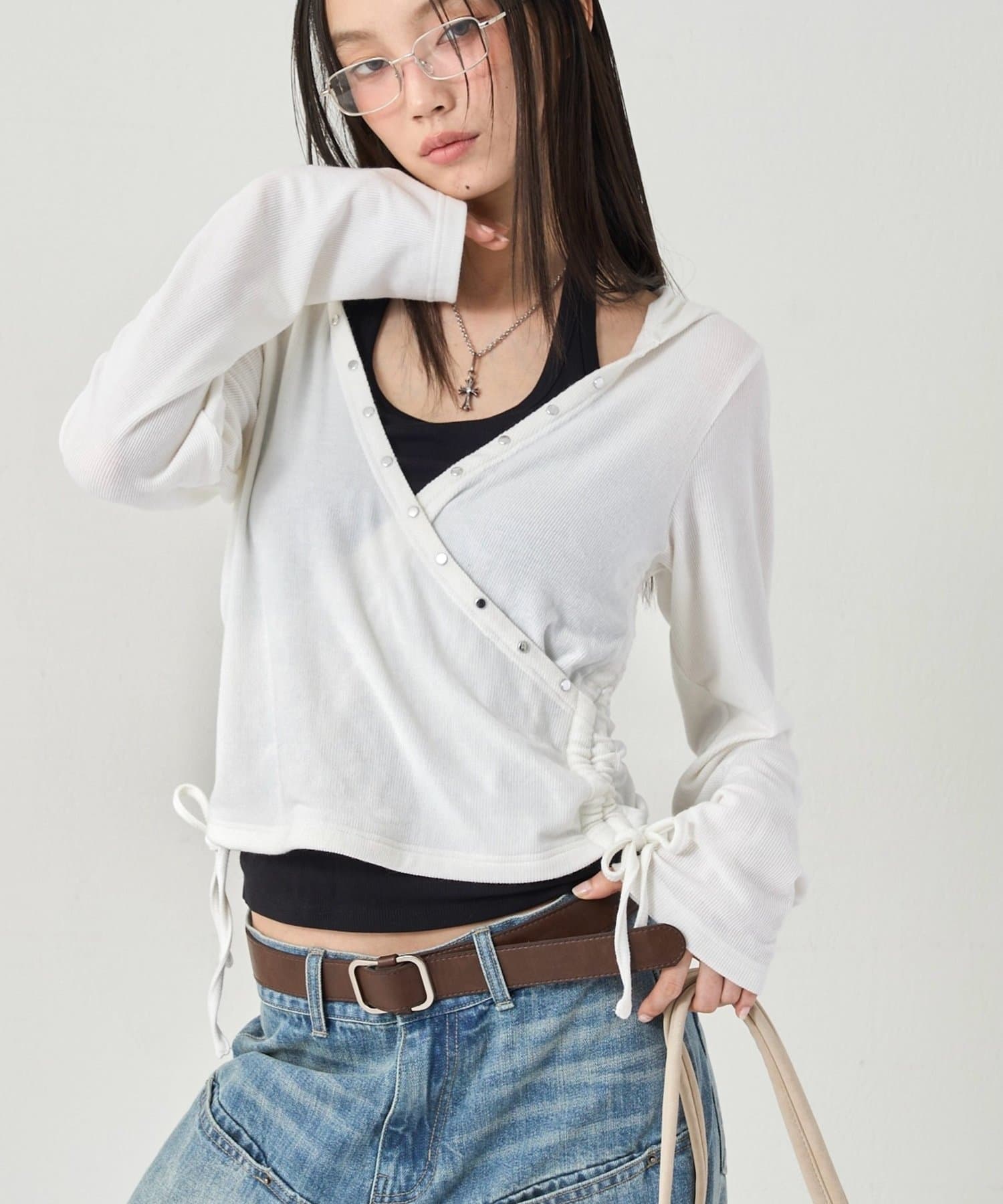 WHO’S WHO gallery(フーズフーギャラリー) STUDS RIB WRAP HOODIE