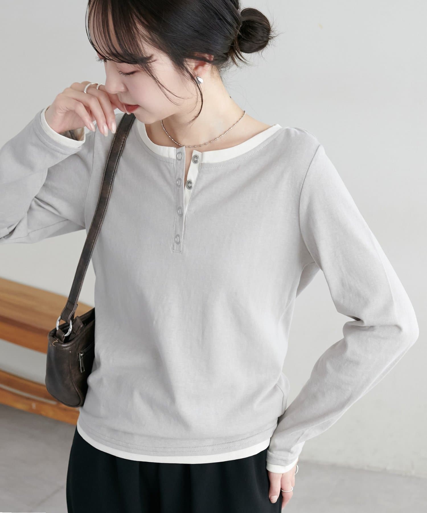 DISCOAT(ディスコート) 【WEB限定】レイヤードヘンリーネックロンT