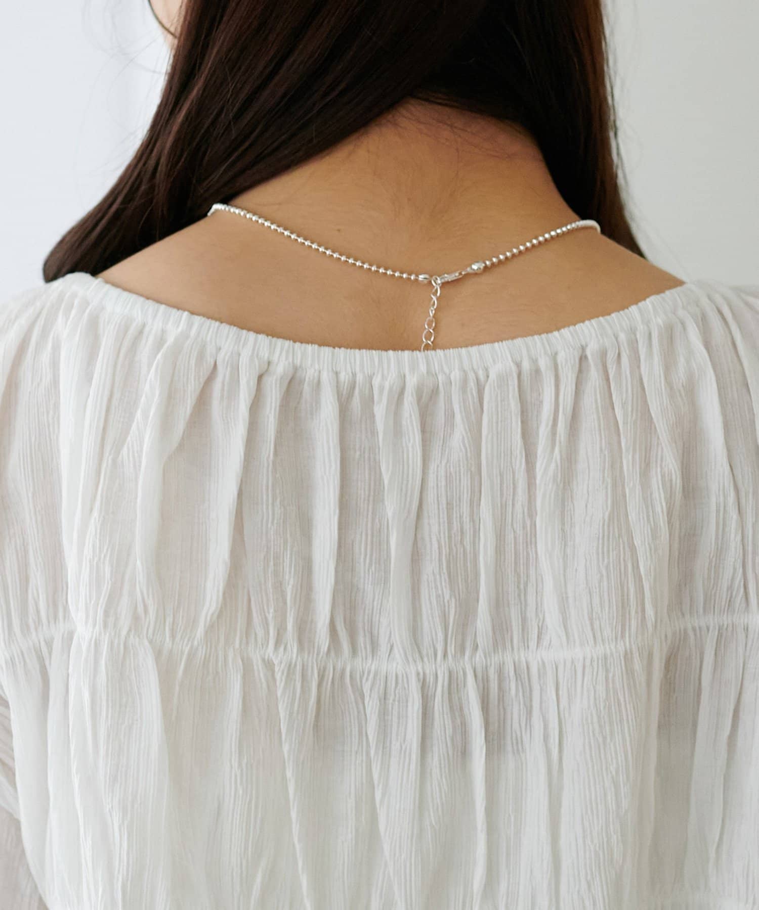 DISCOAT(ディスコート) 【WEB限定】シャーリングリボン楊柳ブラウス