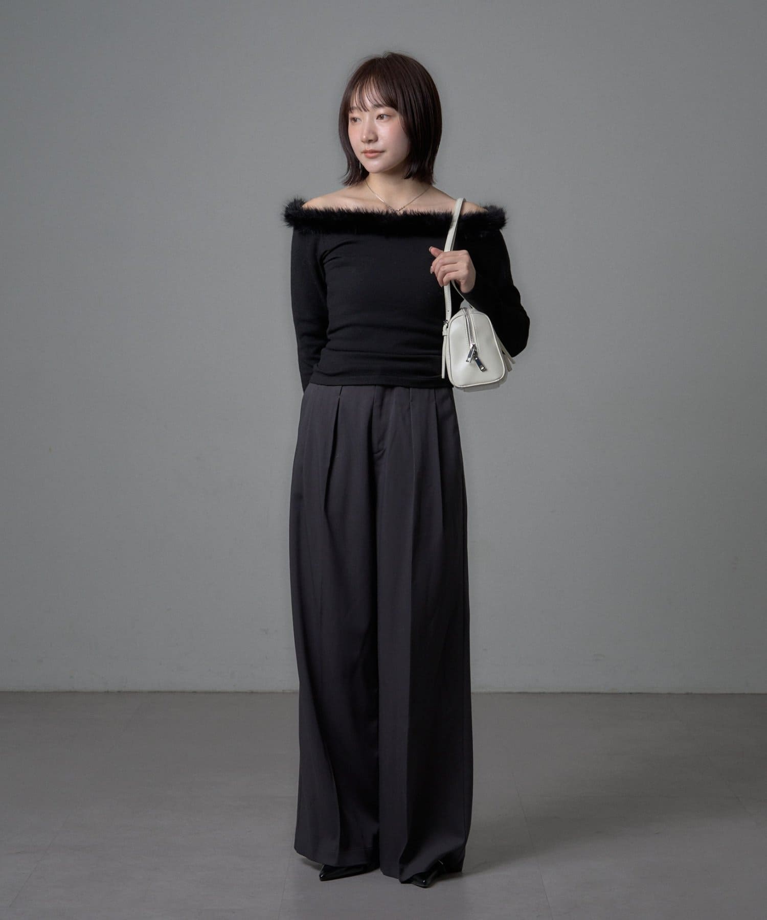 OUTLET(アウトレット) 【mystic】ファーオフショルニット