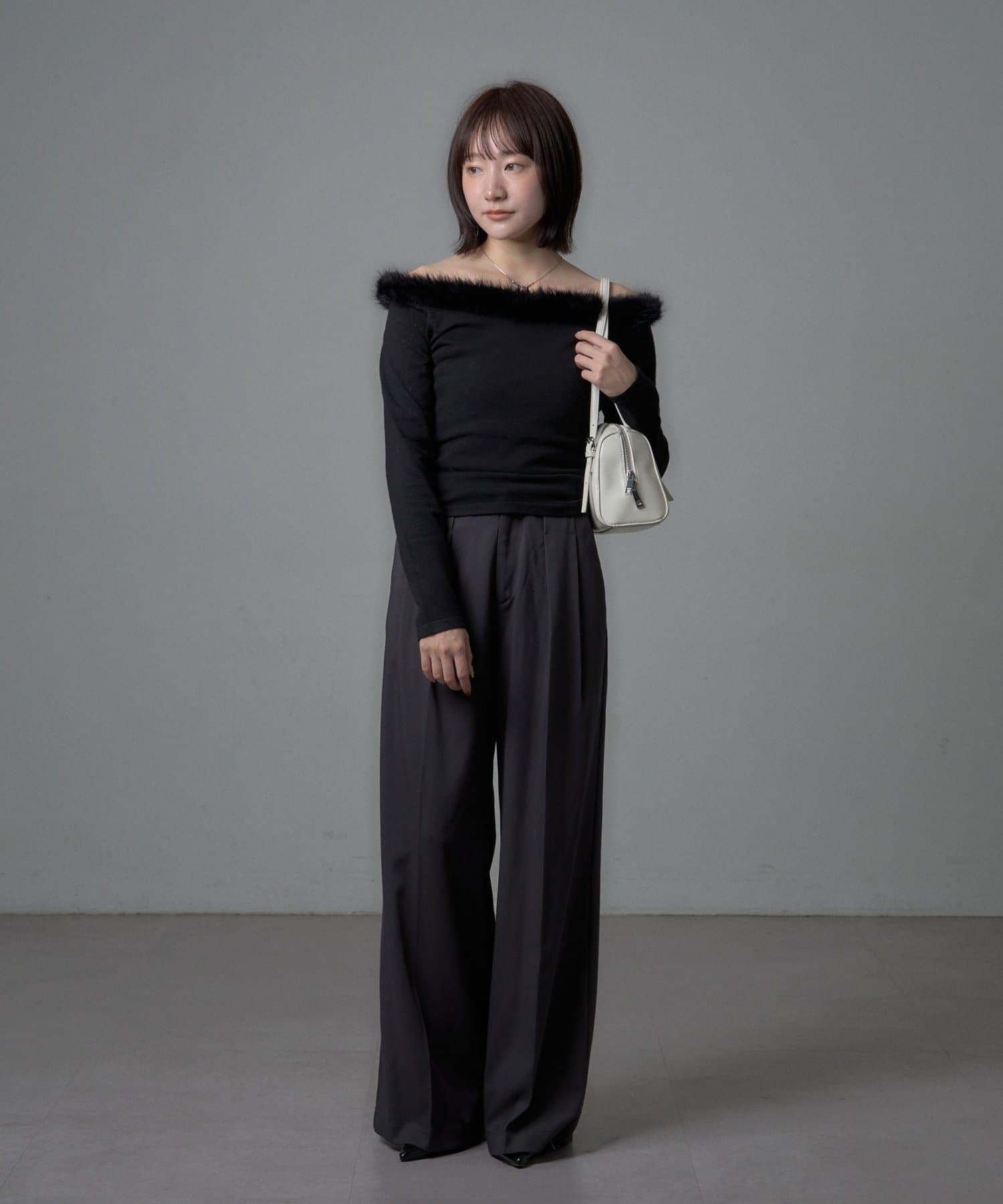 OUTLET(アウトレット) 【mystic】ファーオフショルニット