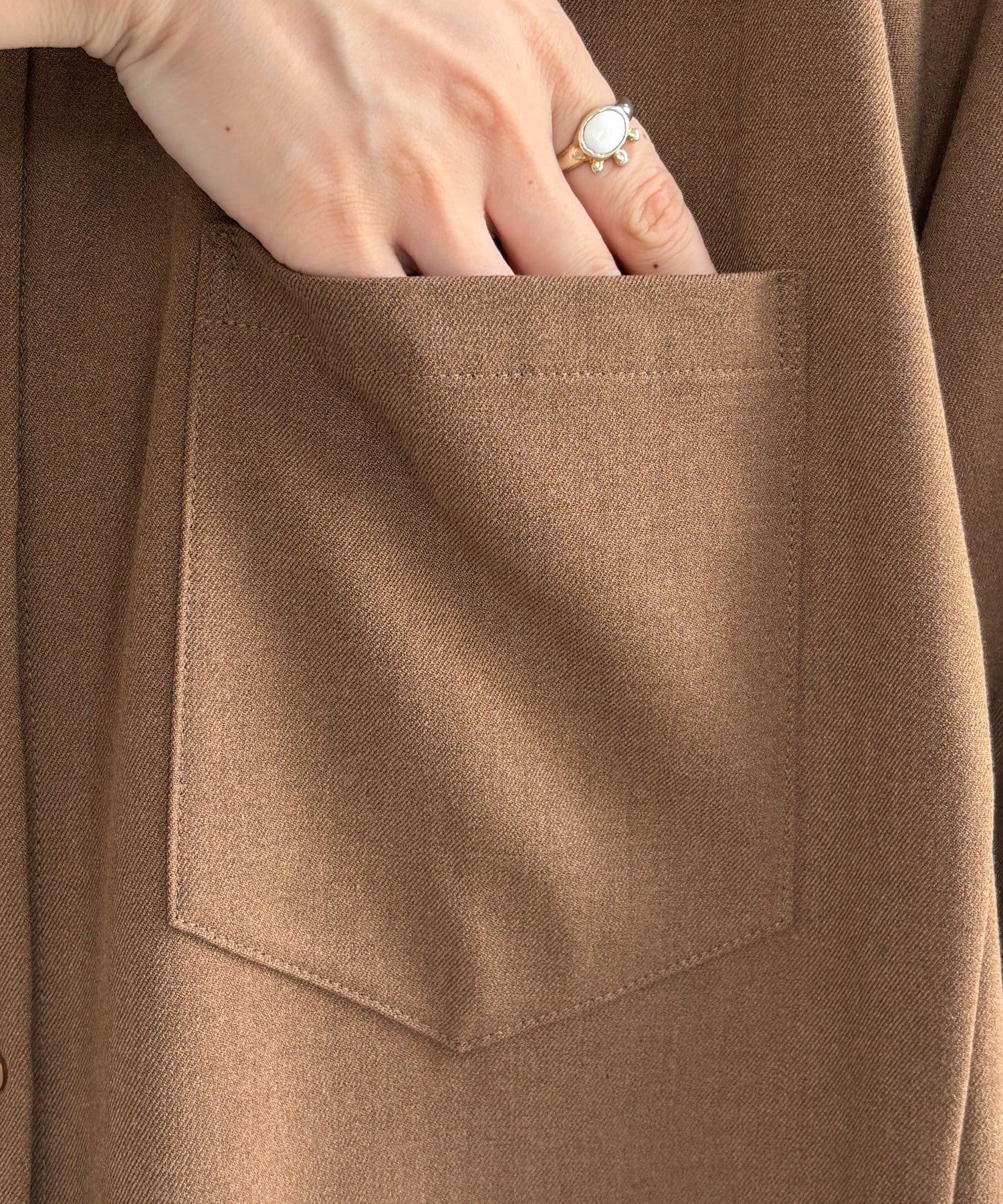 OUTLET(アウトレット) 【DouDou】ウール調ドルマンビッグシャツ