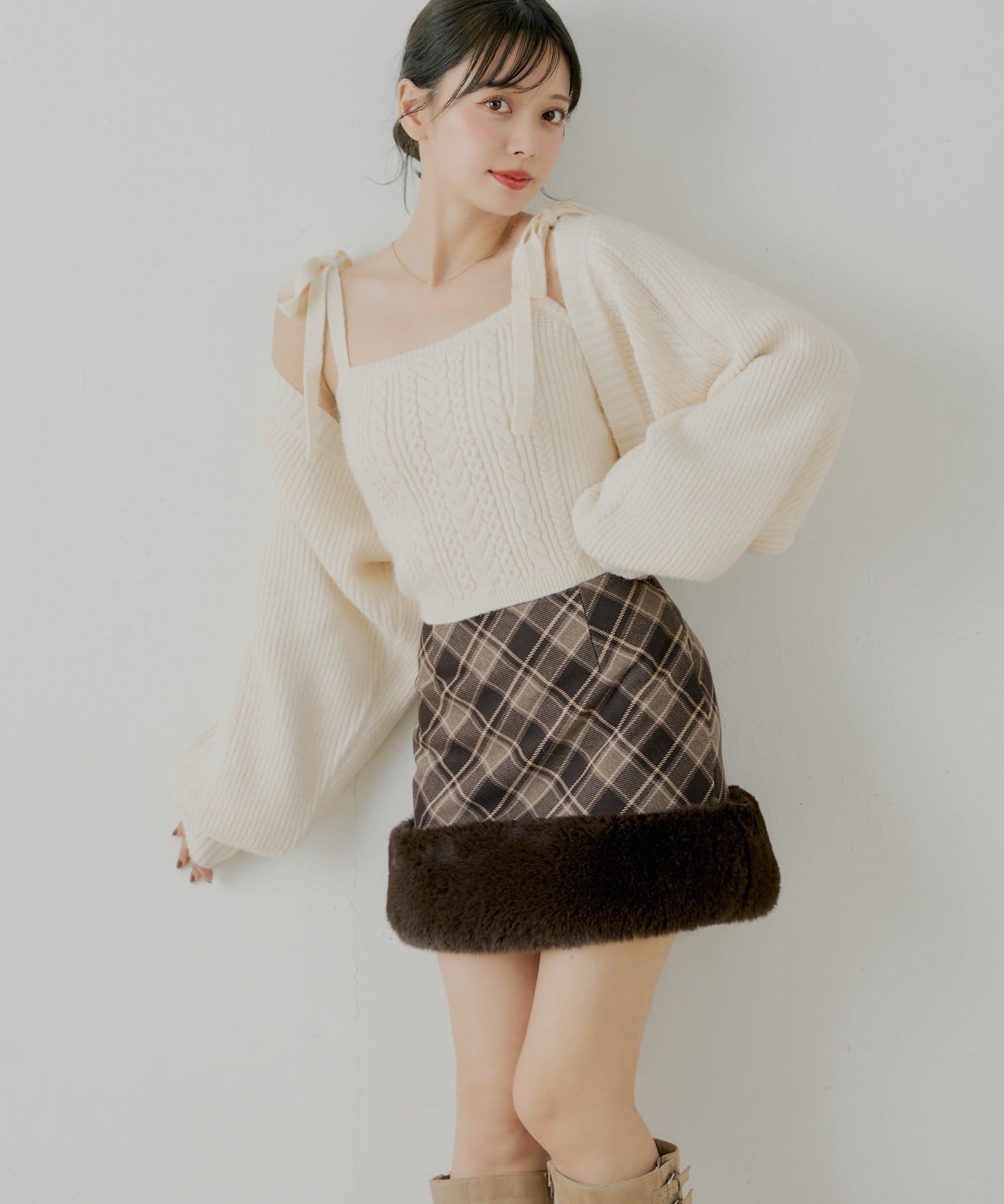 OUTLET(アウトレット) 【Chico】裾ファータイトミニスカート