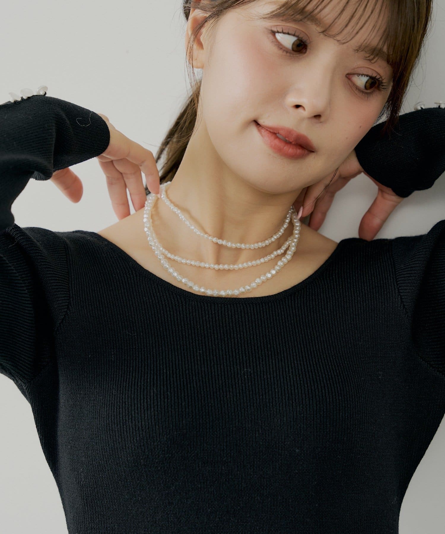 OUTLET(アウトレット) 【Chico】3連パールネックレス