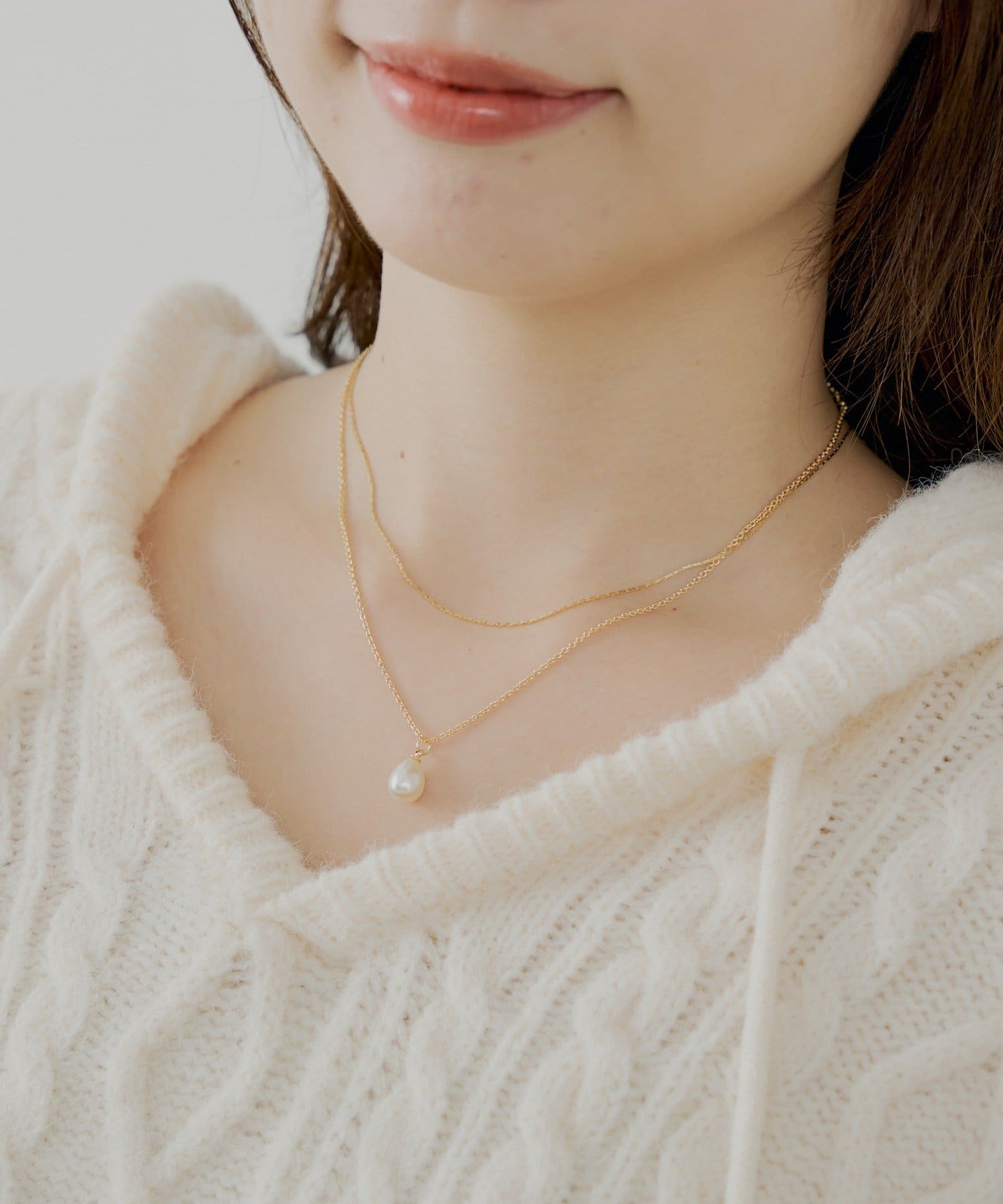 OUTLET(アウトレット) 【Chico】パール付きチェーンネックレス