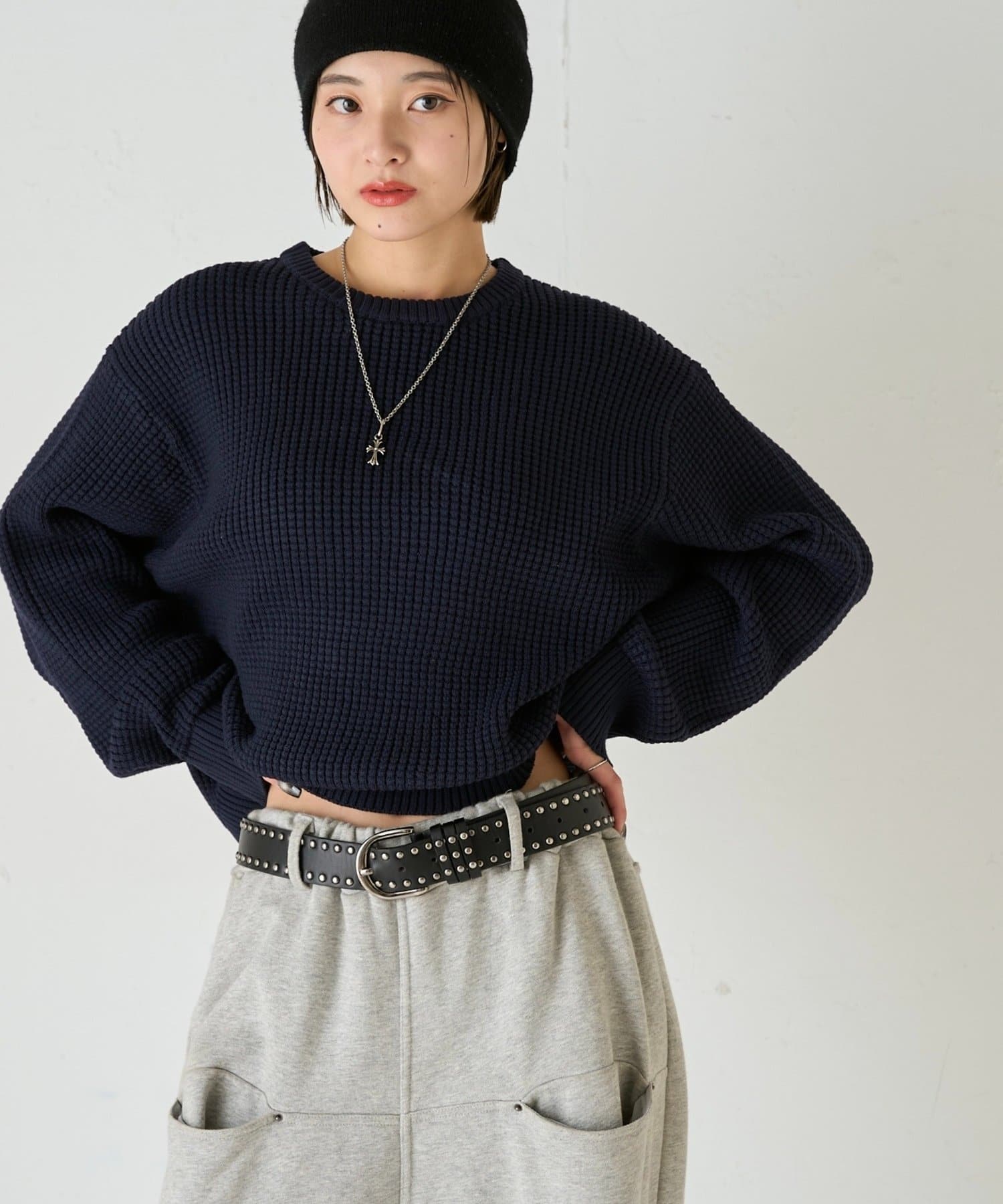 OUTLET(アウトレット) 【WHO'S WHO gallery】KOOKYN ワッフル編みクルーニット