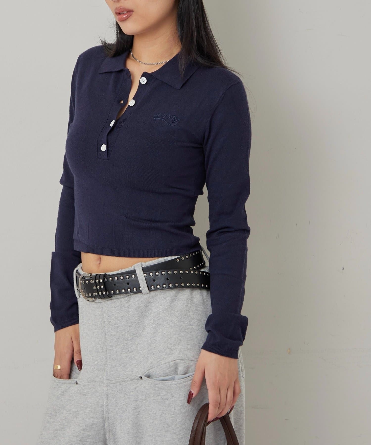 OUTLET(アウトレット) 【WHO'S WHO gallery】コンパクト長袖ニットポロ