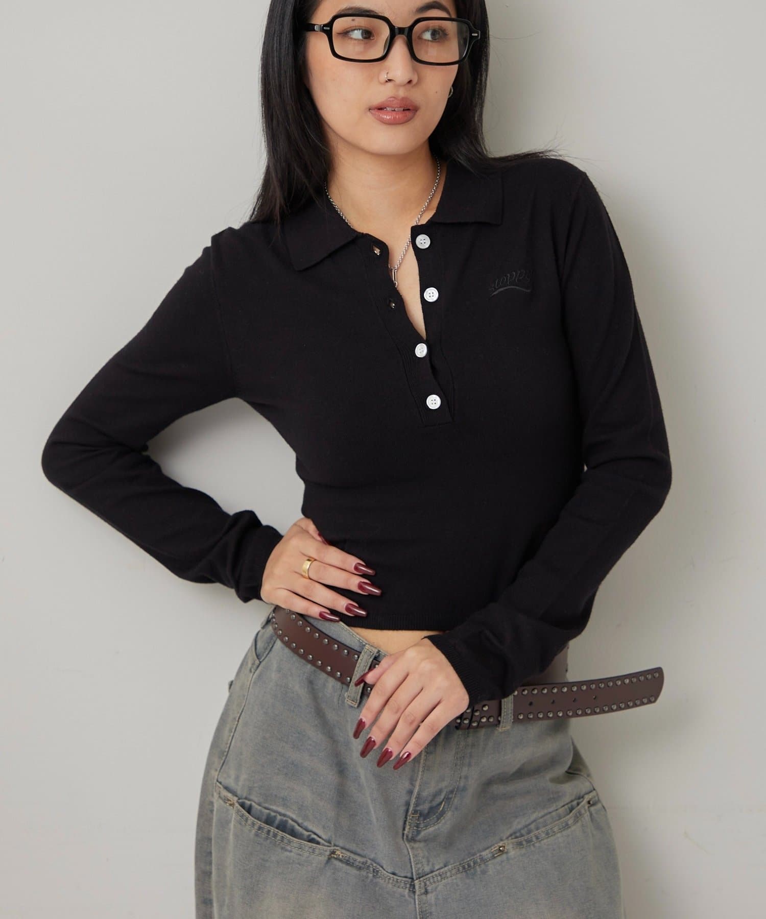 OUTLET(アウトレット) 【WHO'S WHO gallery】コンパクト長袖ニットポロ