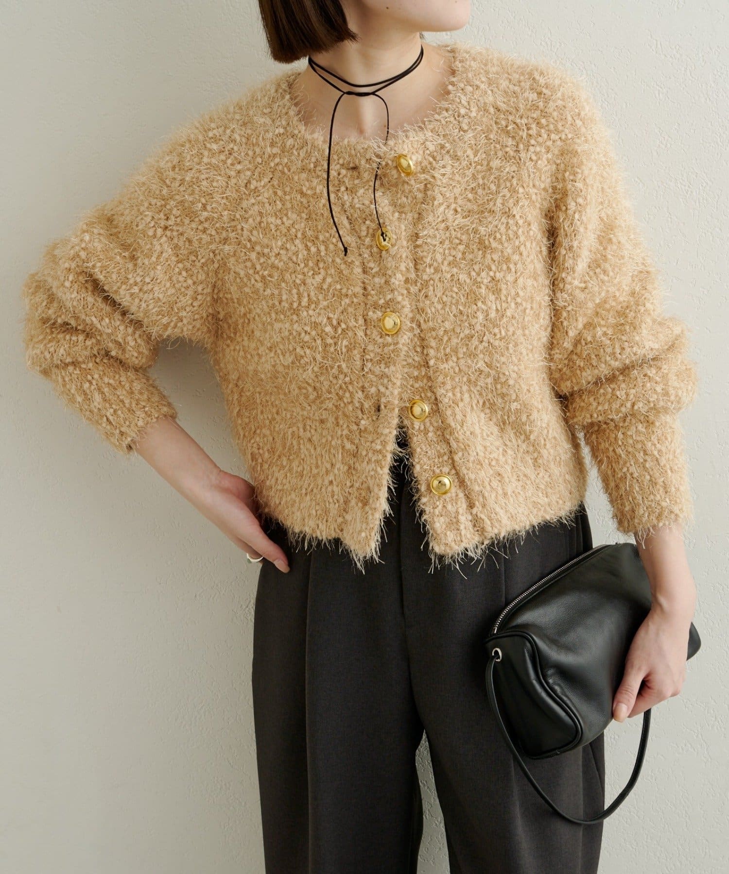 OUTLET(アウトレット) 【Omekashi】ラメモールニットカーディガン