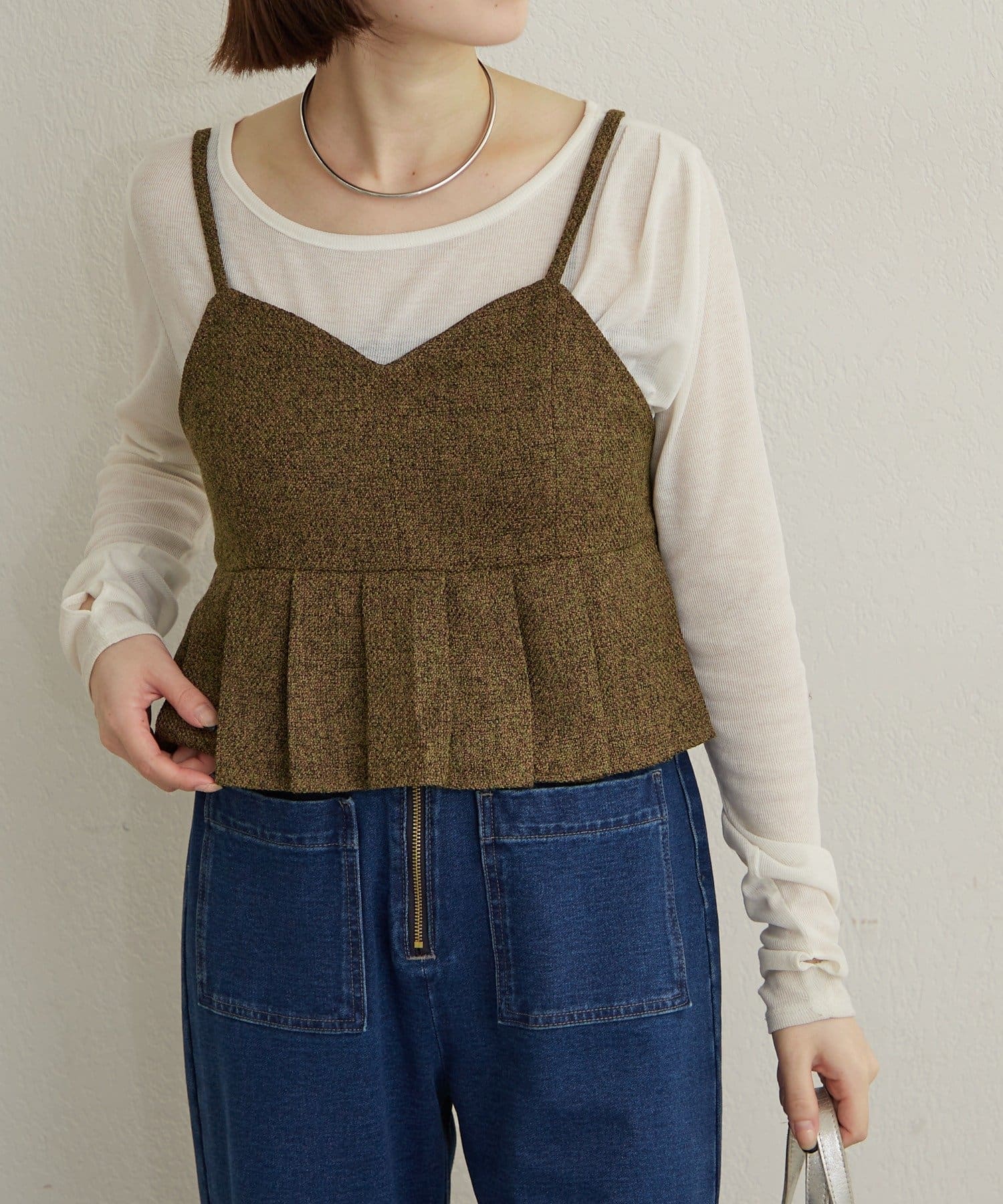 OUTLET(アウトレット) 【Omekashi】ツイードキャミビスチェ