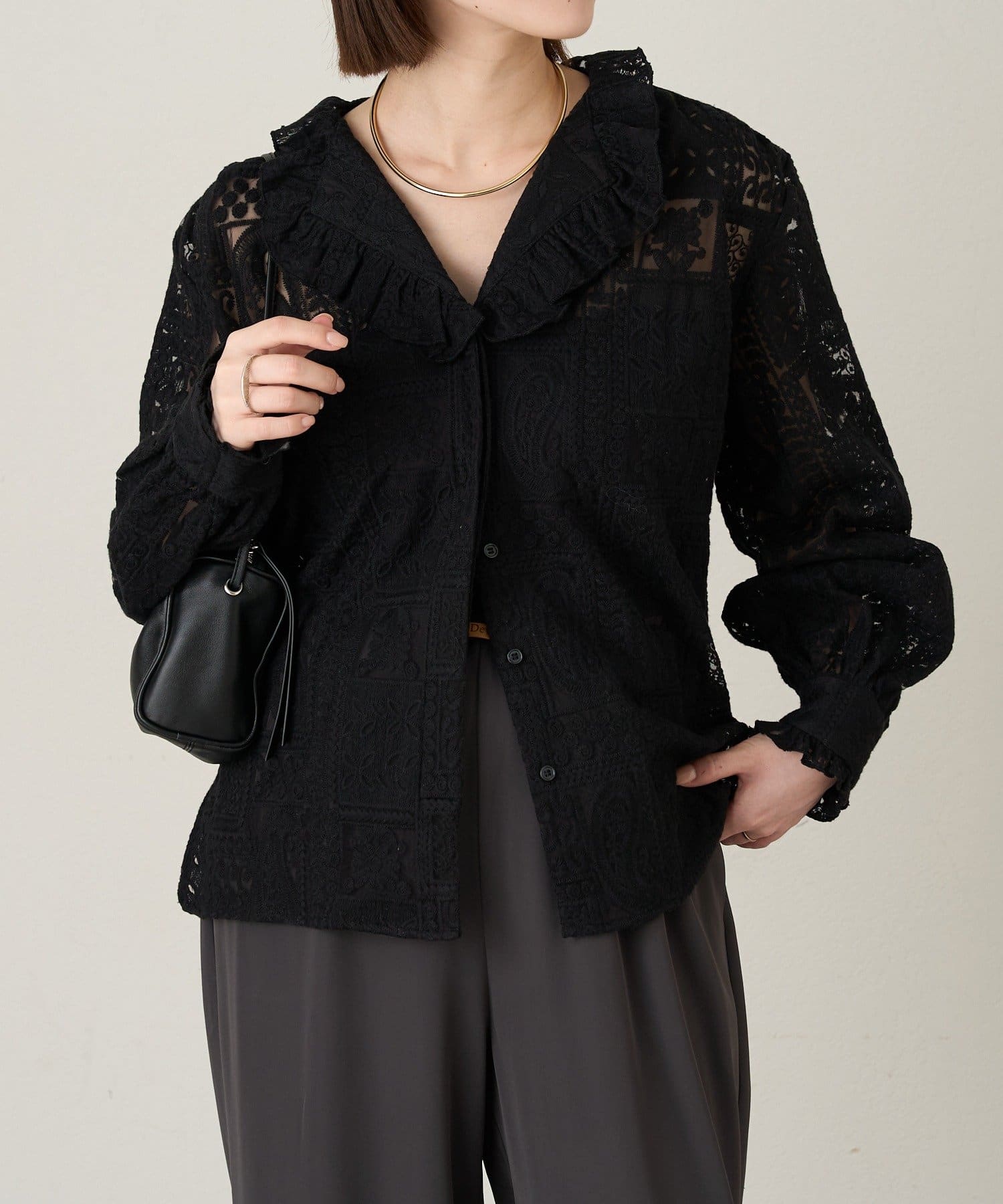 OUTLET(アウトレット) 【Omekashi】レースフリルシャツ